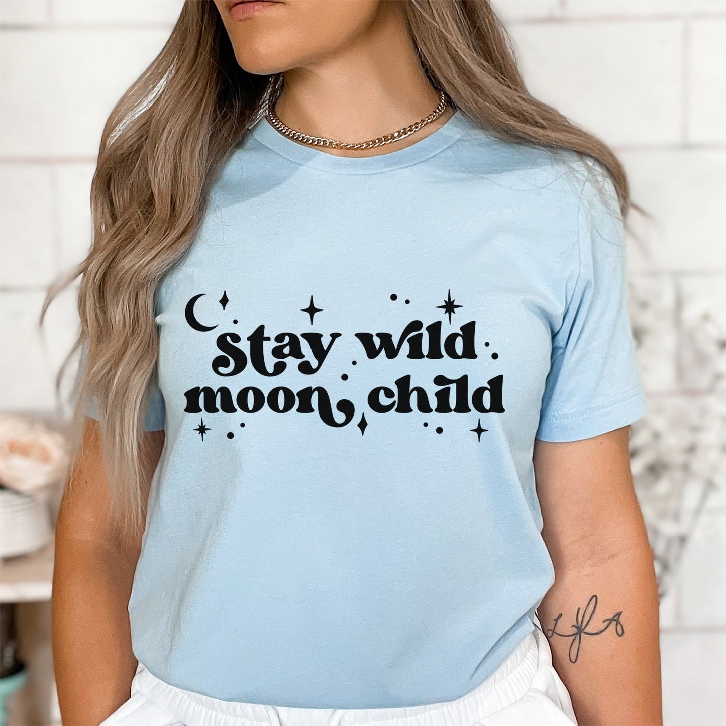 Stay Wild Moon Child T-shirt, Boho T-shirt, Inspirational T-shirt, Bohemian T-shirt, Moon and Stars T-Shirt, Gift Travel Shirt