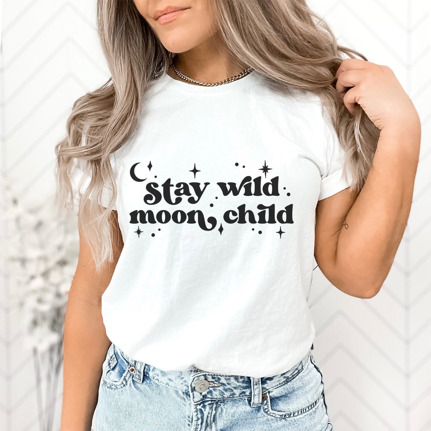 Stay Wild Moon Child T-shirt, Boho T-shirt, Inspirational T-shirt, Bohemian T-shirt, Moon and Stars T-Shirt, Gift Travel Shirt