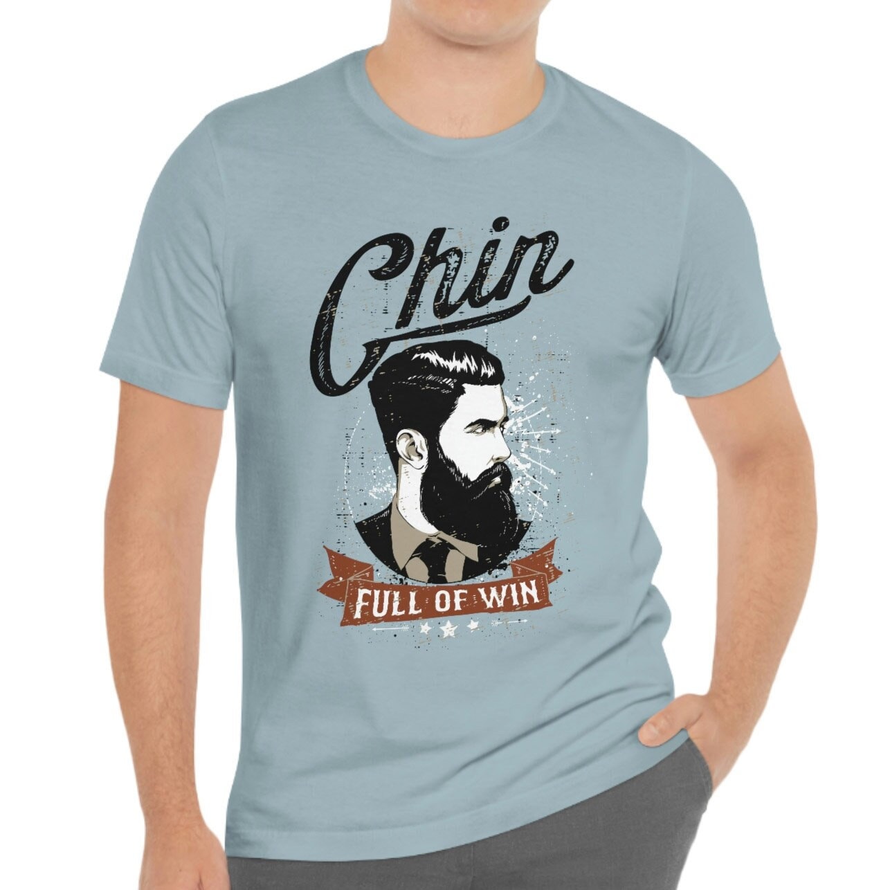 T-shirt avec menton plein de victoire, t-shirt avec barbe pour homme, t-shirt avec barbe pour papa, t-shirt avec amour de la barbe, t-shirt avec cheveux, t-shirt avec amoureux de la barbe, cadeaux pour lui