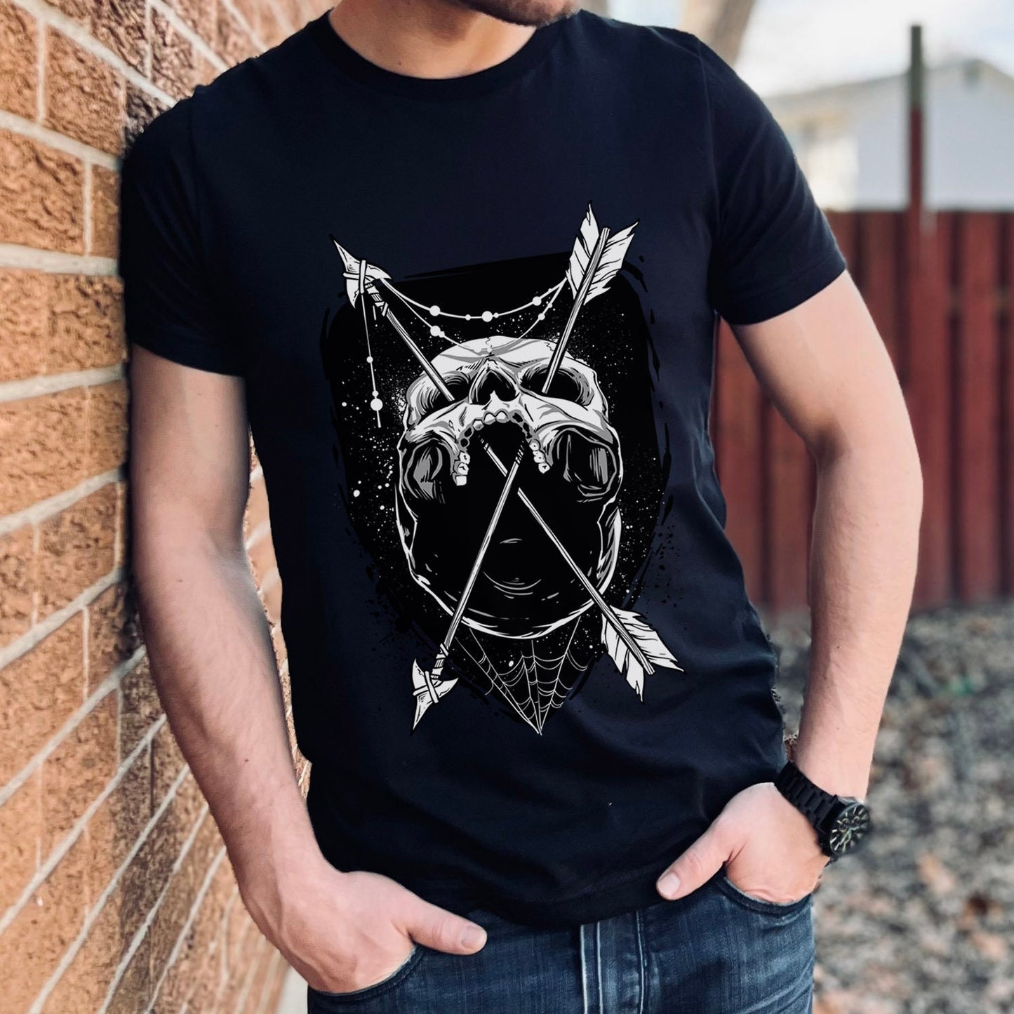 Skull and Arrow T-shirt, Horror T-Shirt, Fantasy T-Shirt, Mystical Gift T-shirt, Gothic T-Shirt, Witchy Clothing, Fantasy and Myth T-shirt