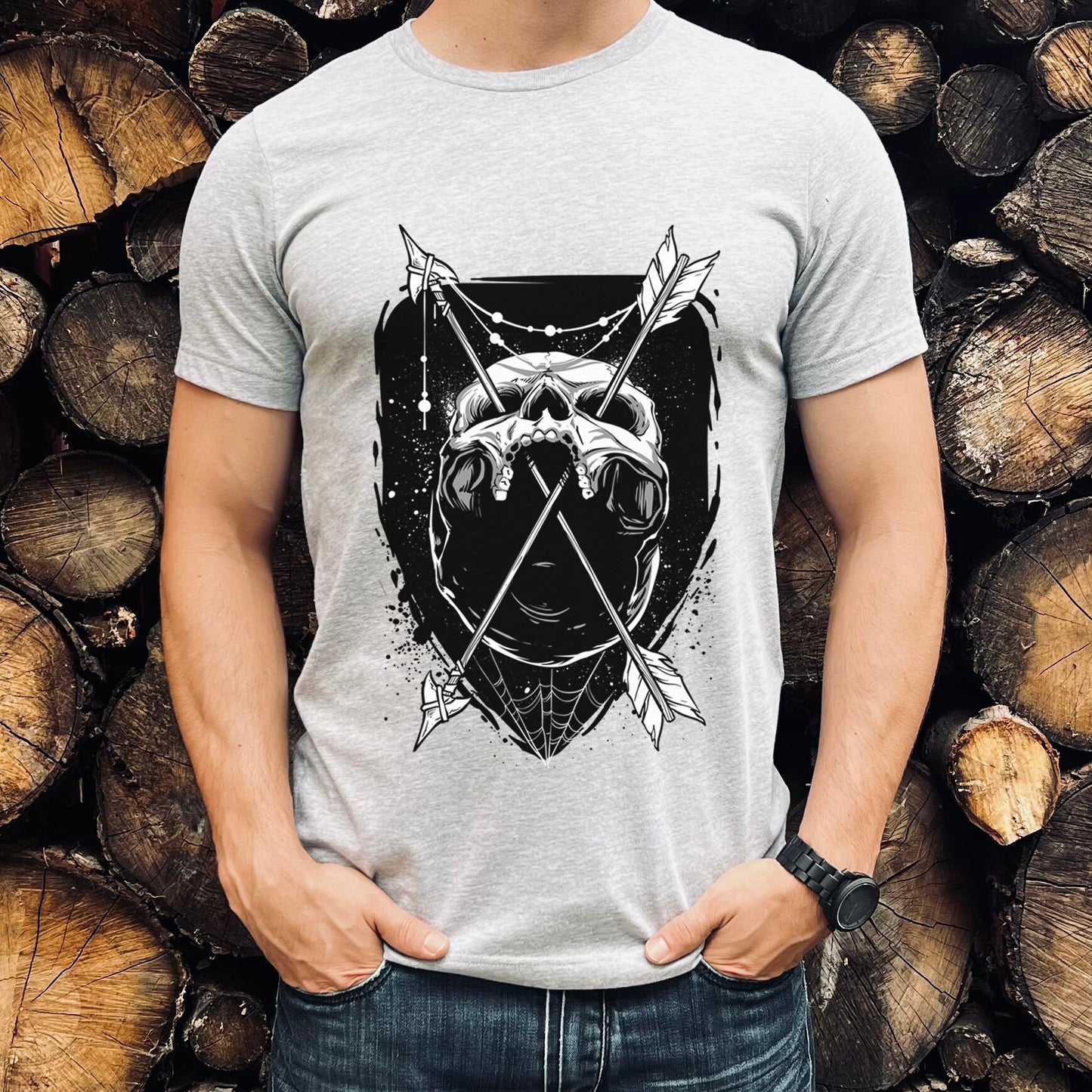 Skull and Arrow T-shirt, Horror T-Shirt, Fantasy T-Shirt, Mystical Gift T-shirt, Gothic T-Shirt, Witchy Clothing, Fantasy and Myth T-shirt