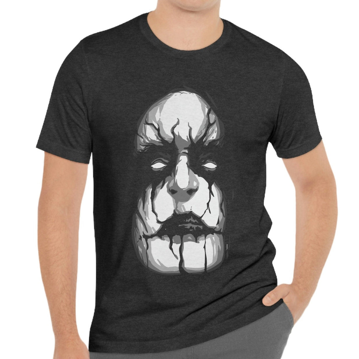 T-shirt Black Metal, T-shirt Visage Effrayant, T-shirt Horreur, T-shirt Fantaisie, T-shirt Noir, T-shirt Gothique, Vêtements Sorcière