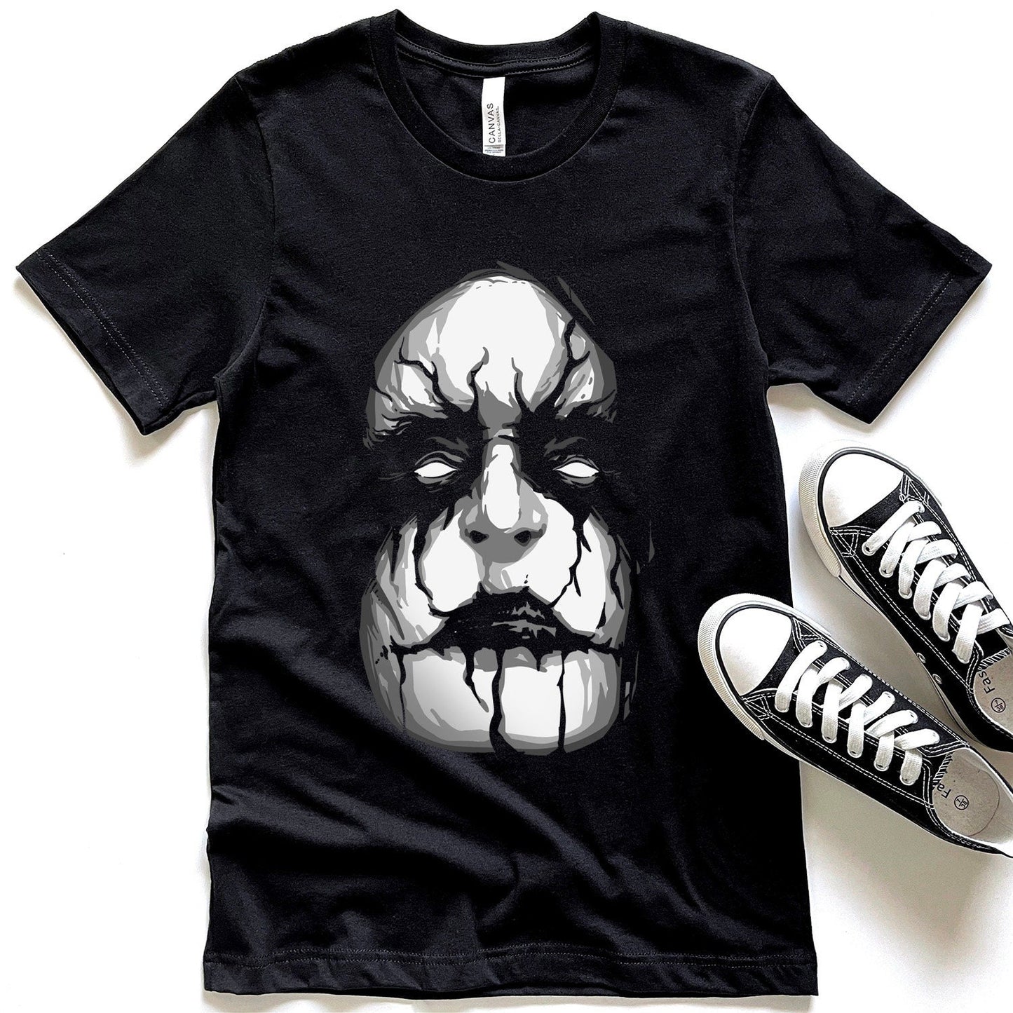 T-shirt Black Metal, T-shirt Visage Effrayant, T-shirt Horreur, T-shirt Fantaisie, T-shirt Noir, T-shirt Gothique, Vêtements Sorcière