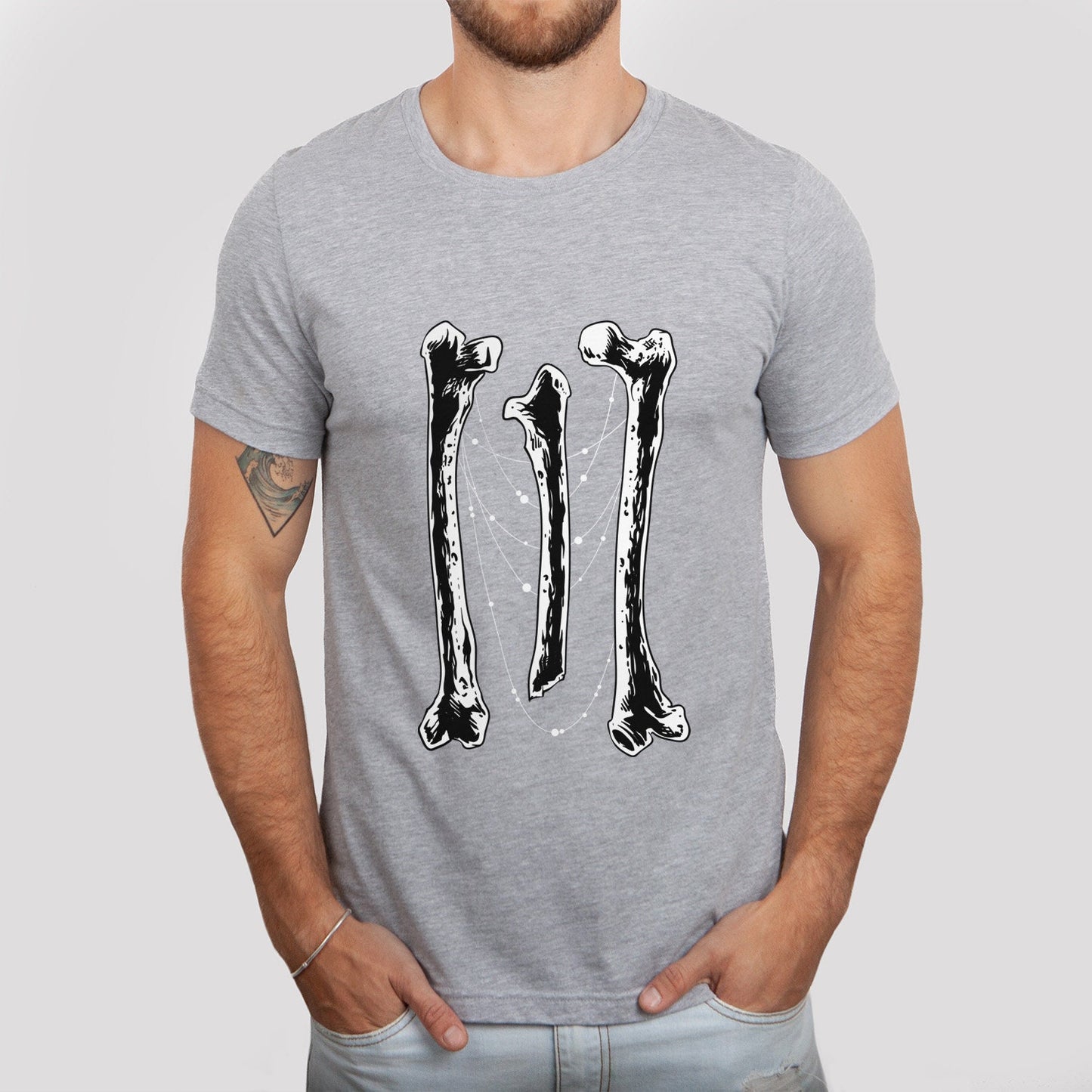 T-shirt Bones, T-shirt Horreur, T-shirt Squelette, T-shirt Crâne, T-shirt Amérindien, T-shirt Gothique, Vêtements de Sorcière, T-shirt Fantastique et Mythe