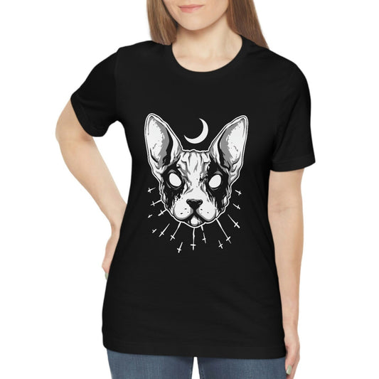 T-shirt Black Metal Cat, T-shirt effrayant, T-shirt d'horreur, T-shirt fantastique, T-shirt noir, T-shirt gothique, vêtements de sorcière, style gothique