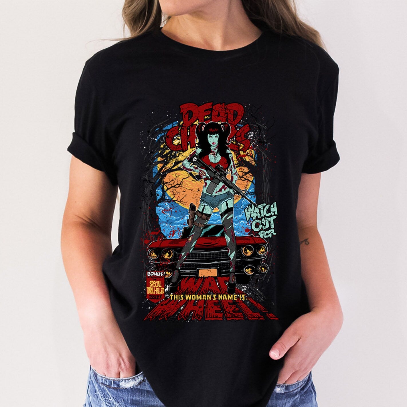 T-shirt super-héros, T-shirt de bandes dessinées, T-shirt de film Hero Girl, T-shirt Dead Chicks, T-shirt fantastique, T-shirt gothique, T-shirt pour elle