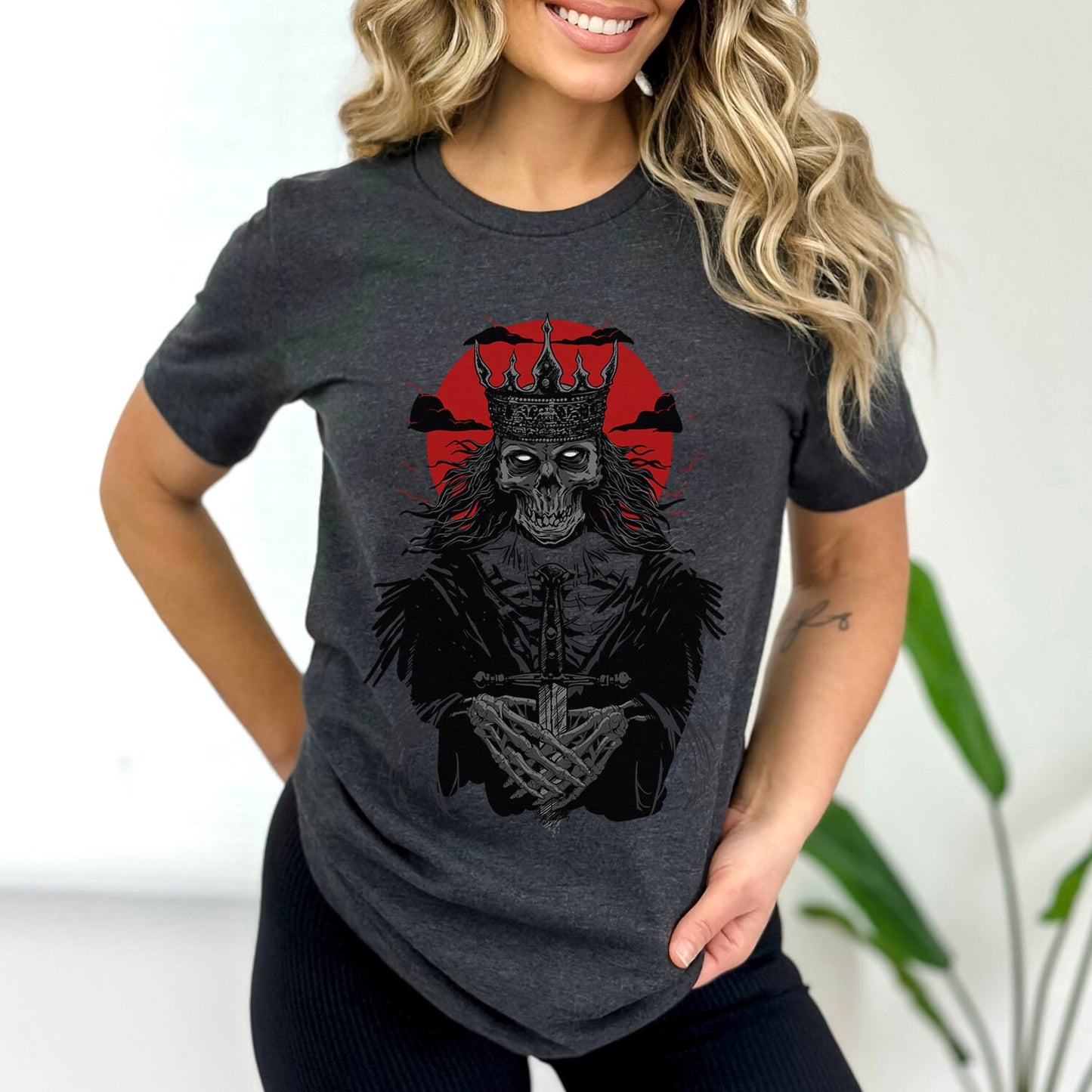 Skeleton King T-shirt, Horror T-Shirt, Fantasy T-Shirt, Skeleton T-Shirt, Heavy Metal Lovers Gift T-shirt, Gothic T-Shirt, Witchy Clothing