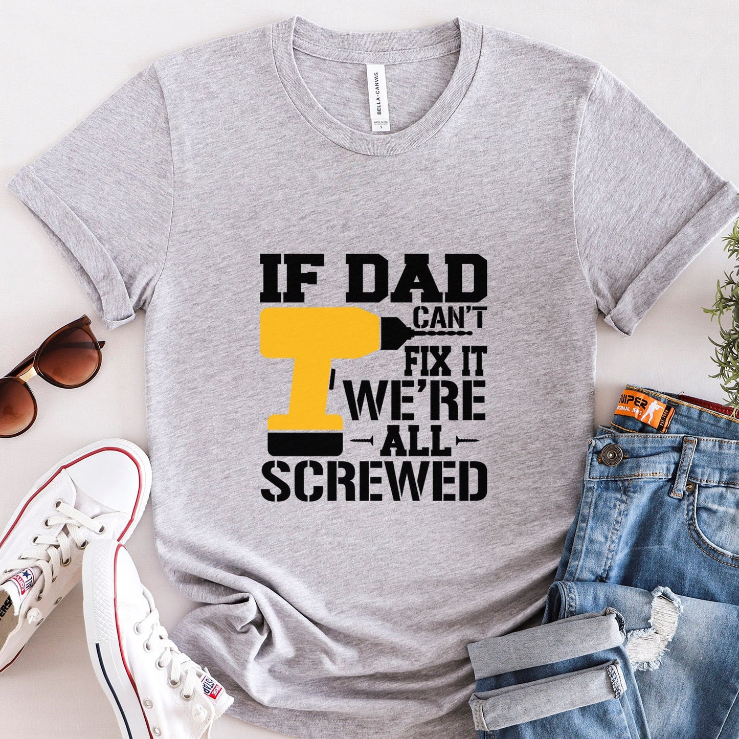 T-shirt drôle, t-shirt cadeau pour papa, t-shirt papa, cadeau pour papa, t-shirt drôle pour la fête des pères pour papa, si papa ne peut pas le réparer, nous sommes tous foutus