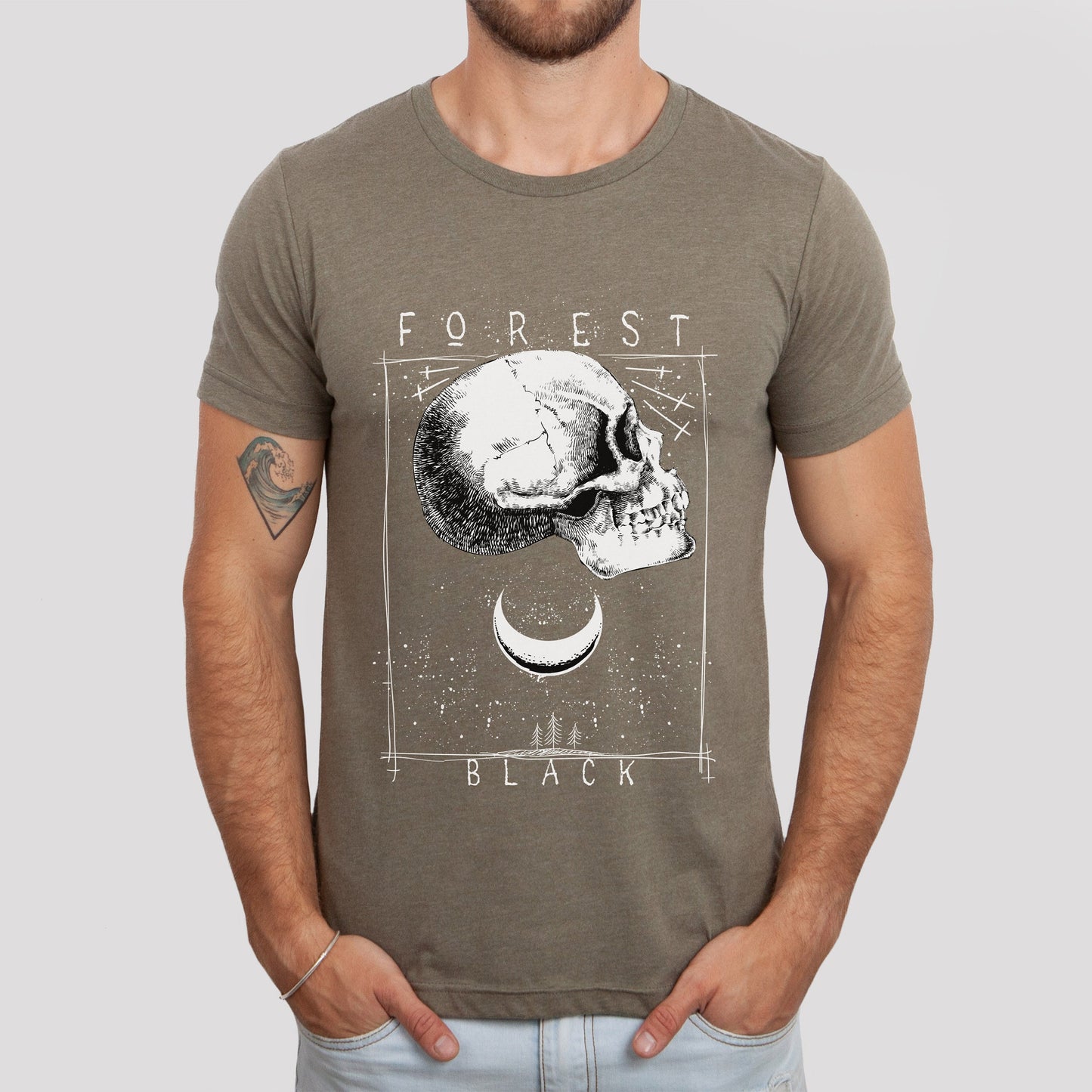 Skull T-shirt, Moon Forest Black T-shirt, Scary Forest Shirt, Horror T-Shirt, Motorcycle Shirt, Biker Shirt, Rockers T-shirt