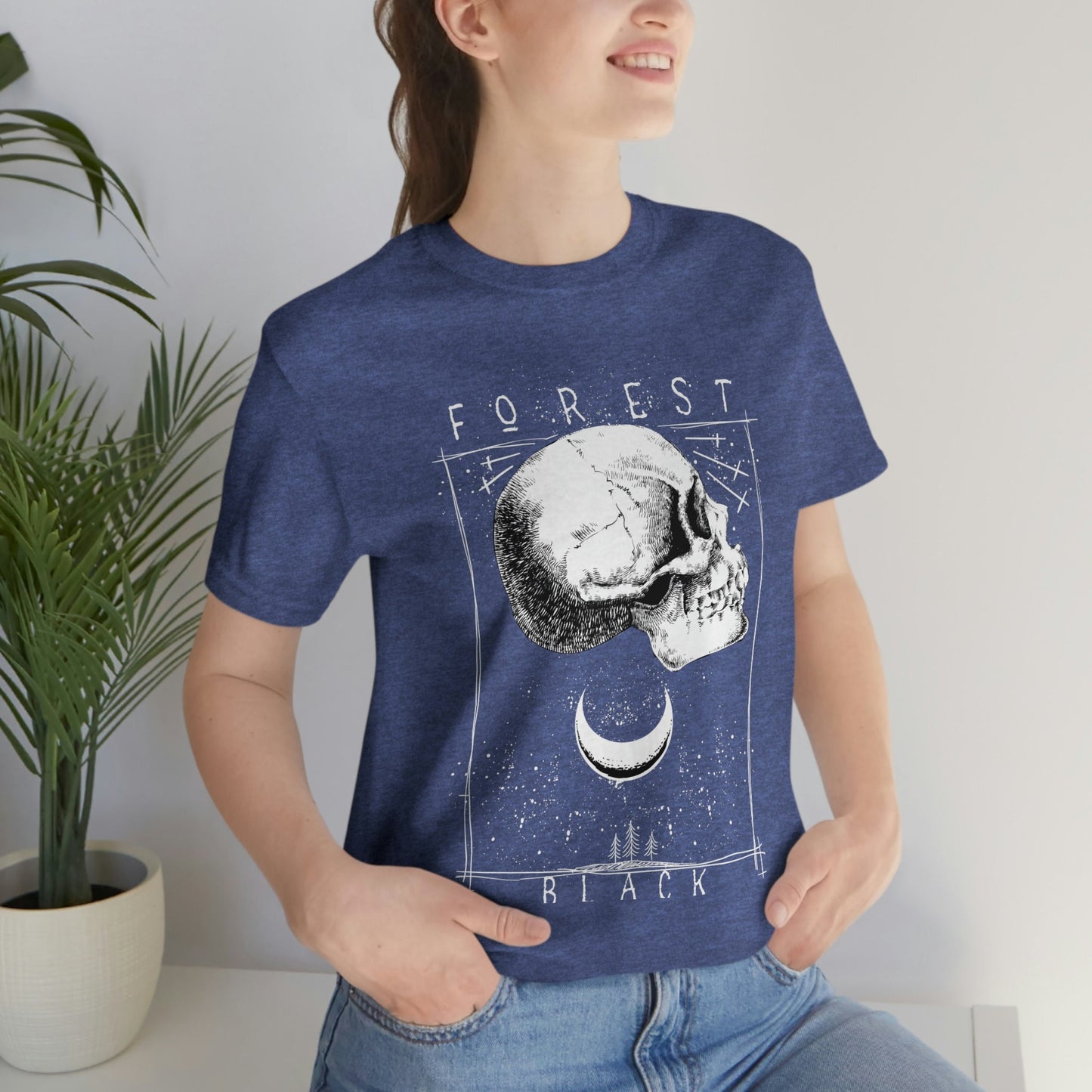 Skull T-shirt, Moon Forest Black T-shirt, Scary Forest Shirt, Horror T-Shirt, Motorcycle Shirt, Biker Shirt, Rockers T-shirt