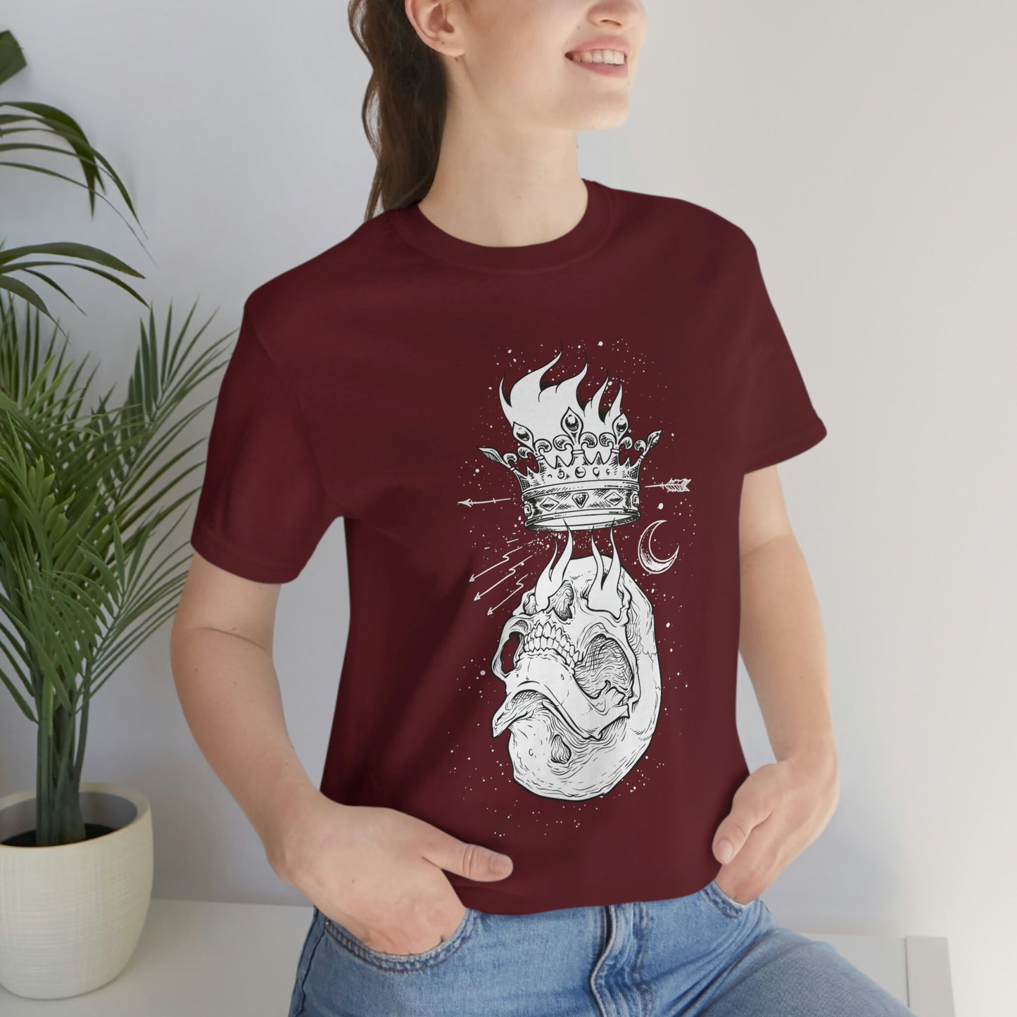 T-shirt crâne avec flammes, T-shirt lune, T-shirt effrayant, T-shirt d'horreur, T-shirt de style moto, T-shirt rockers, T-shirt de motard