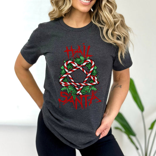 T-shirt Père Noël, T-shirt Pentagone, T-shirt effrayant, T-shirt d'horreur, T-shirt Salut le Père Noël, T-shirt humoristique de Noël, T-shirt cadeau, T-shirt drôle