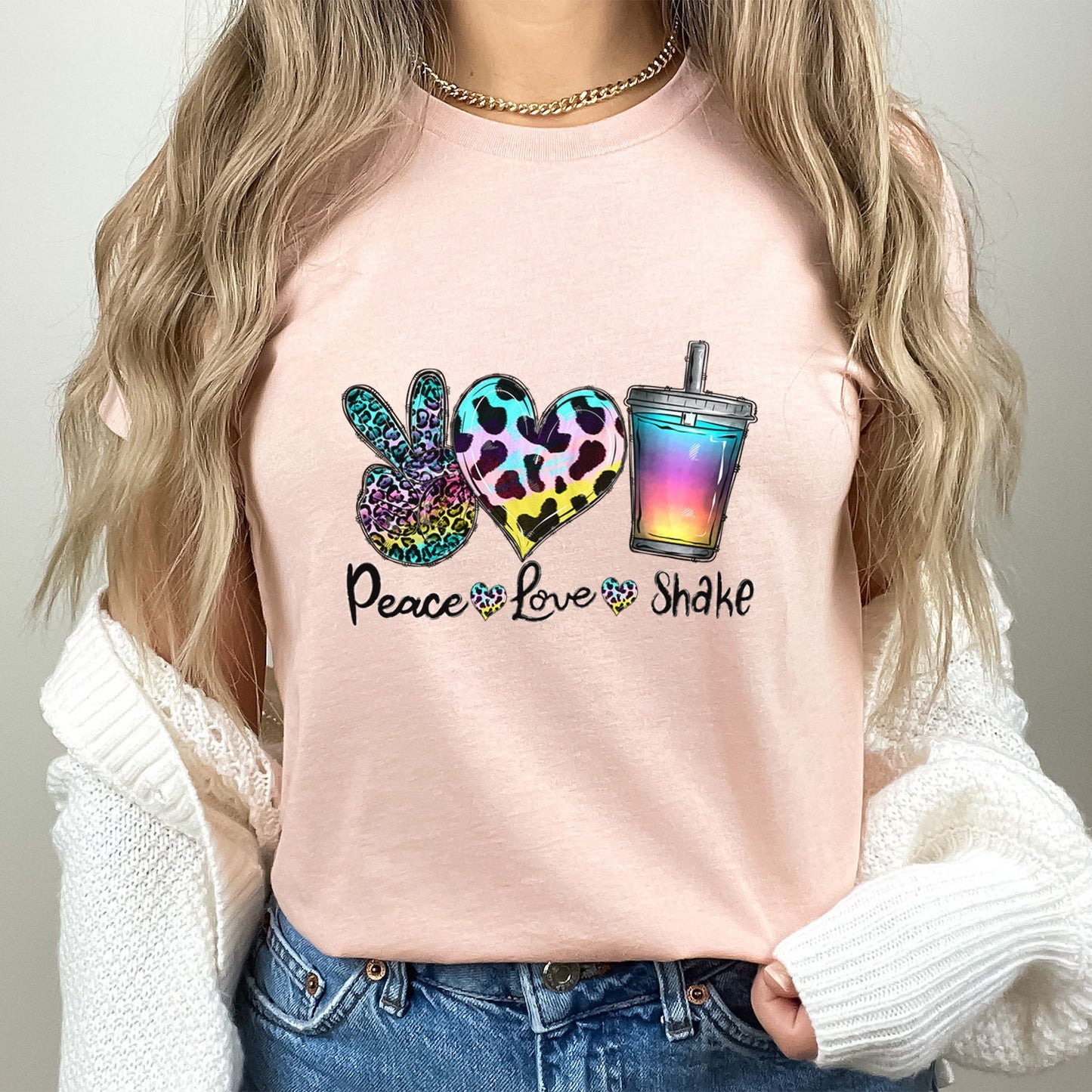 Peace Love Shake Shirt, Shake Lover T-Shirt, Drink Lover Shirt, Gift Shirt for Her, Like Heart Shake