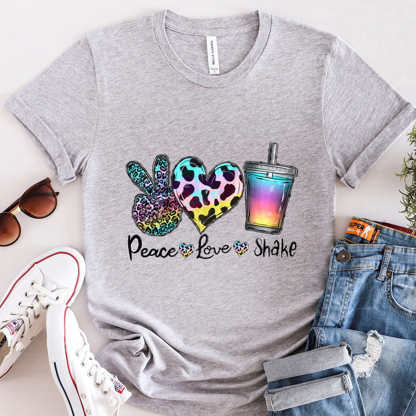 Peace Love Shake Shirt, Shake Lover T-Shirt, Drink Lover Shirt, Gift Shirt for Her, Like Heart Shake