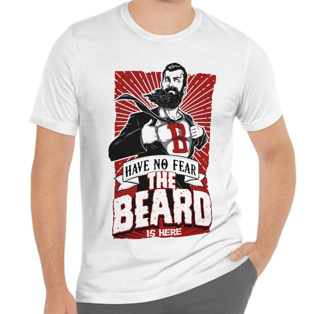 T-shirt « N'ayez pas peur, la barbe est là », t-shirt pour homme avec barbe, t-shirt pour amoureux de la barbe, t-shirt pour homme, t-shirts drôles avec barbe, t-shirt pour amoureux de la barbe