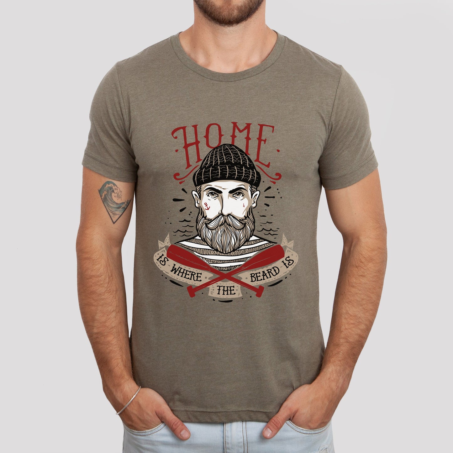 T-shirt « La maison est là où se trouve la barbe », t-shirt pour homme avec barbe, t-shirt pour amoureux de la barbe, t-shirt pour homme, t-shirts drôles avec barbe, cadeau pour amoureux de la barbe