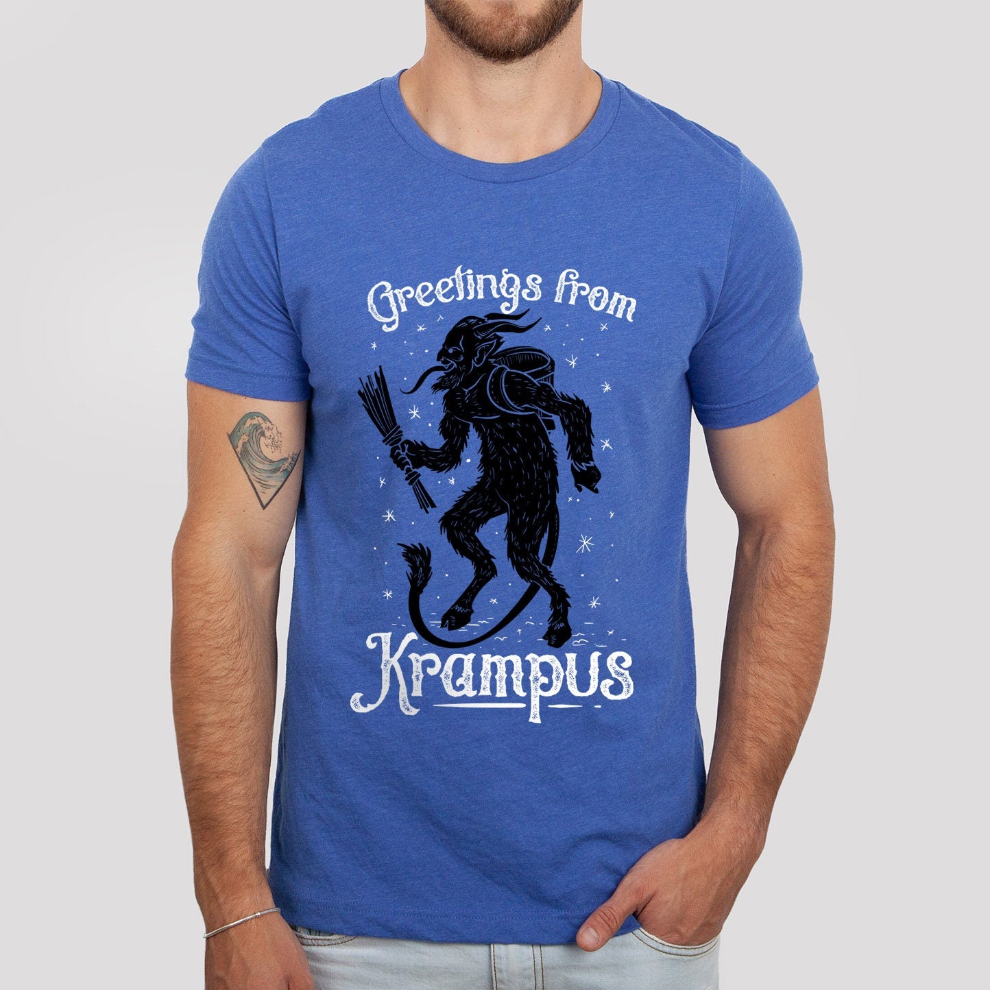 Krampus T-shirt, Horror T-Shirt, Demon T-Shirt, Skeleton T-Shirt, Heavy Metal Lovers Gift T-shirt, Gothic T-Shirt, Witchy Clothing