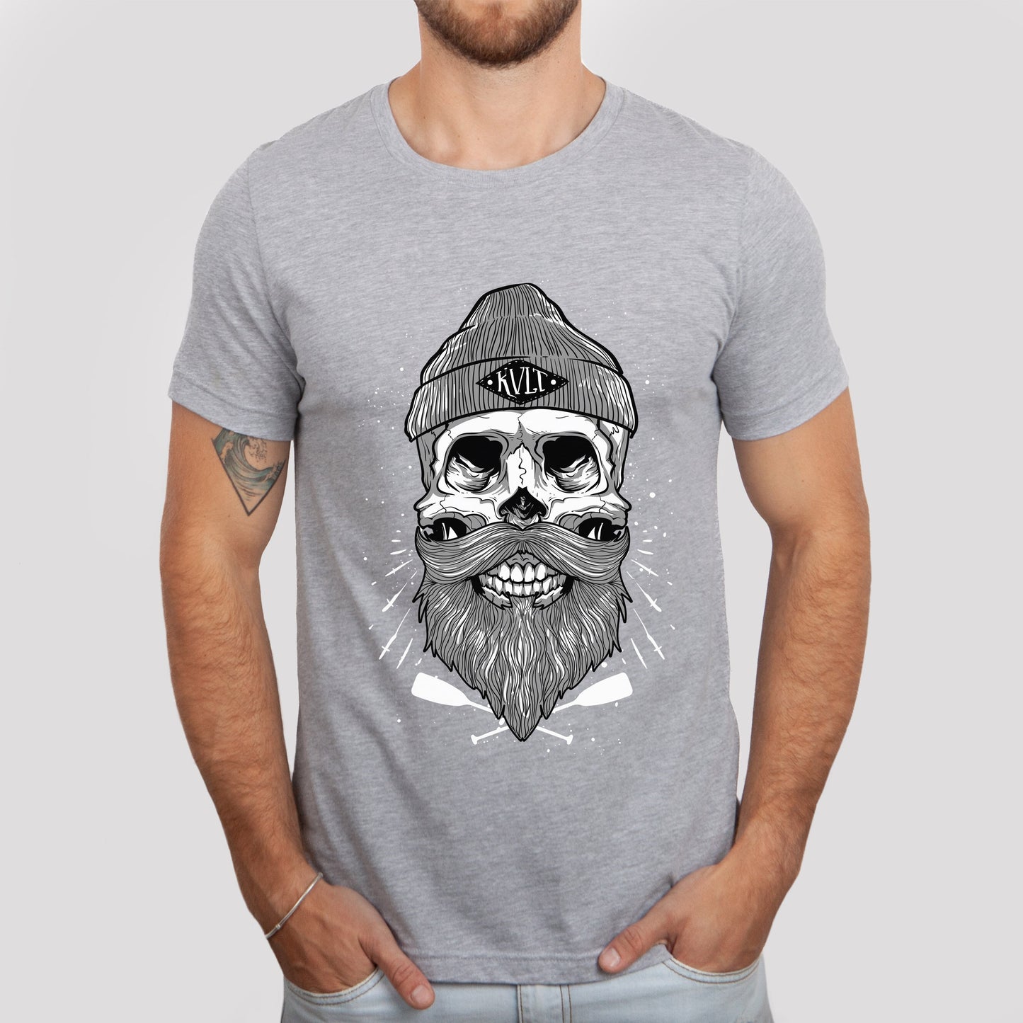 Kult T-shirt, Skull T-shirt, Skeleton Face Shirt, Motorcycle T-Shirt, Skull with Beard Shirt, Motorcycle Shirt, Rockers T-shirt