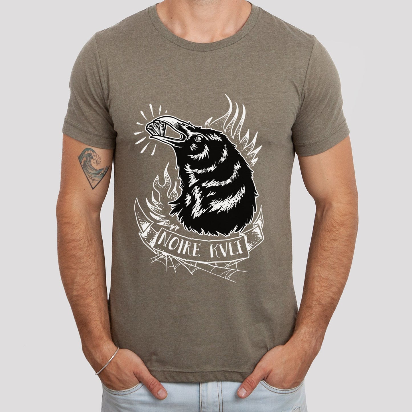 T-shirt Kult Noire, T-shirt Raven, T-shirt Heavy Metal, T-shirt Moto, Scary Bird, T-shirt Horreur, T-shirt Rockers, T-shirt pour Homme