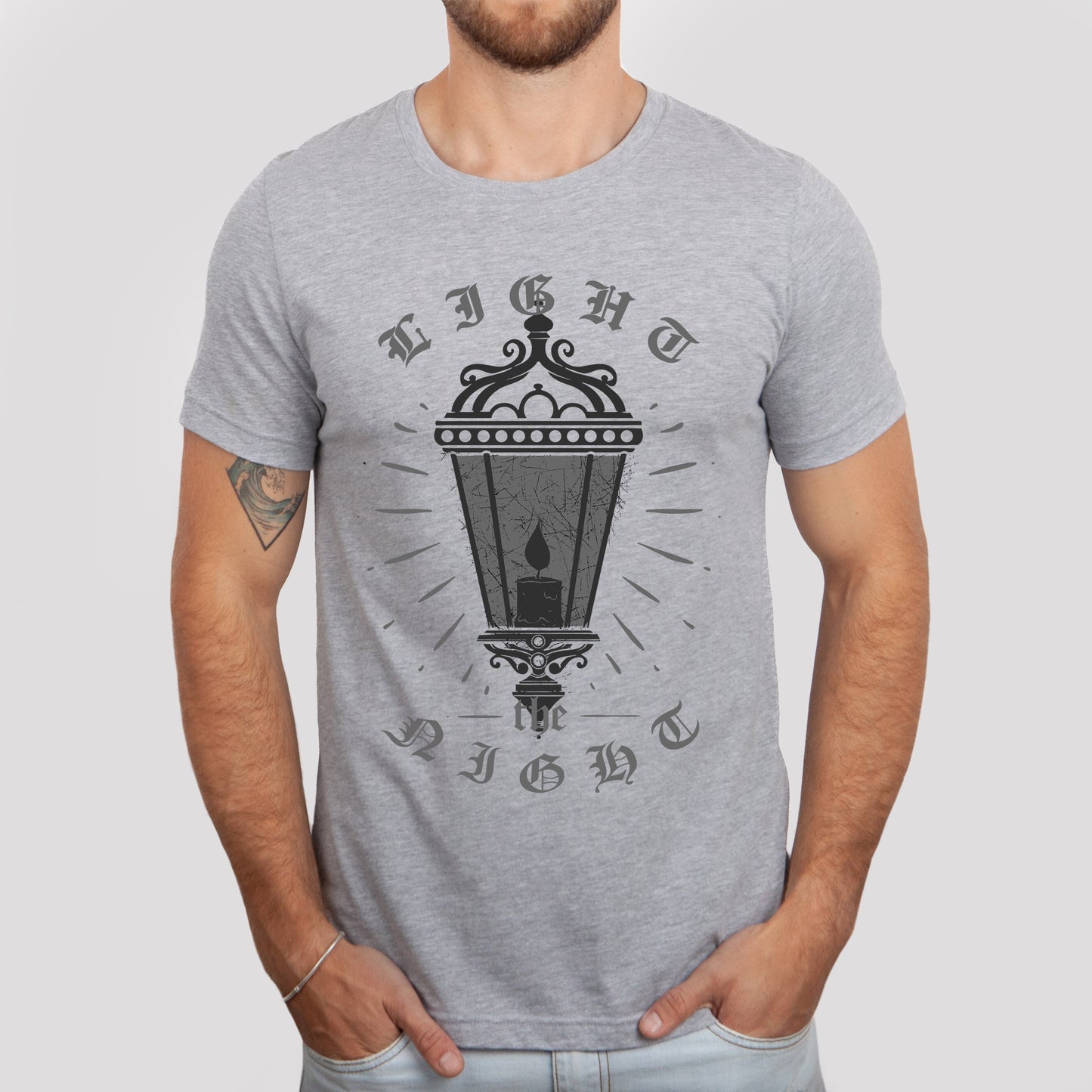 Light the Night T-Shirt, Lantern T-shirt, Adventure T-shirt, Gothic Letters Shirt, Nature T-shirt, Outdoor T-Shirt, Travel Shirt