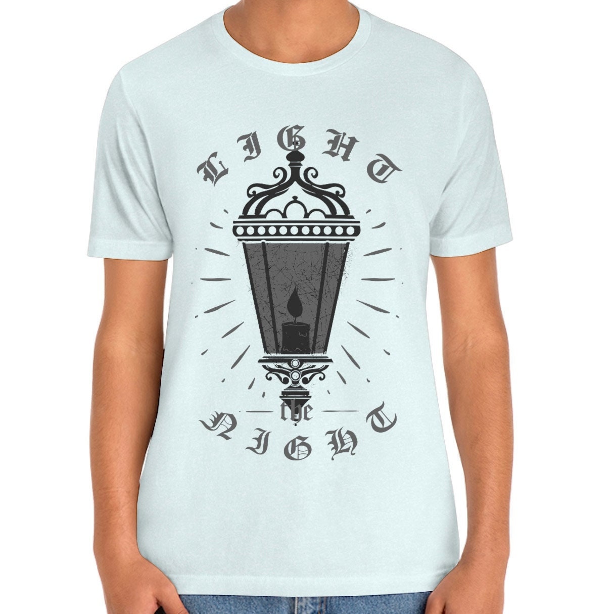 Light the Night T-Shirt, Lantern T-shirt, Adventure T-shirt, Gothic Letters Shirt, Nature T-shirt, Outdoor T-Shirt, Travel Shirt