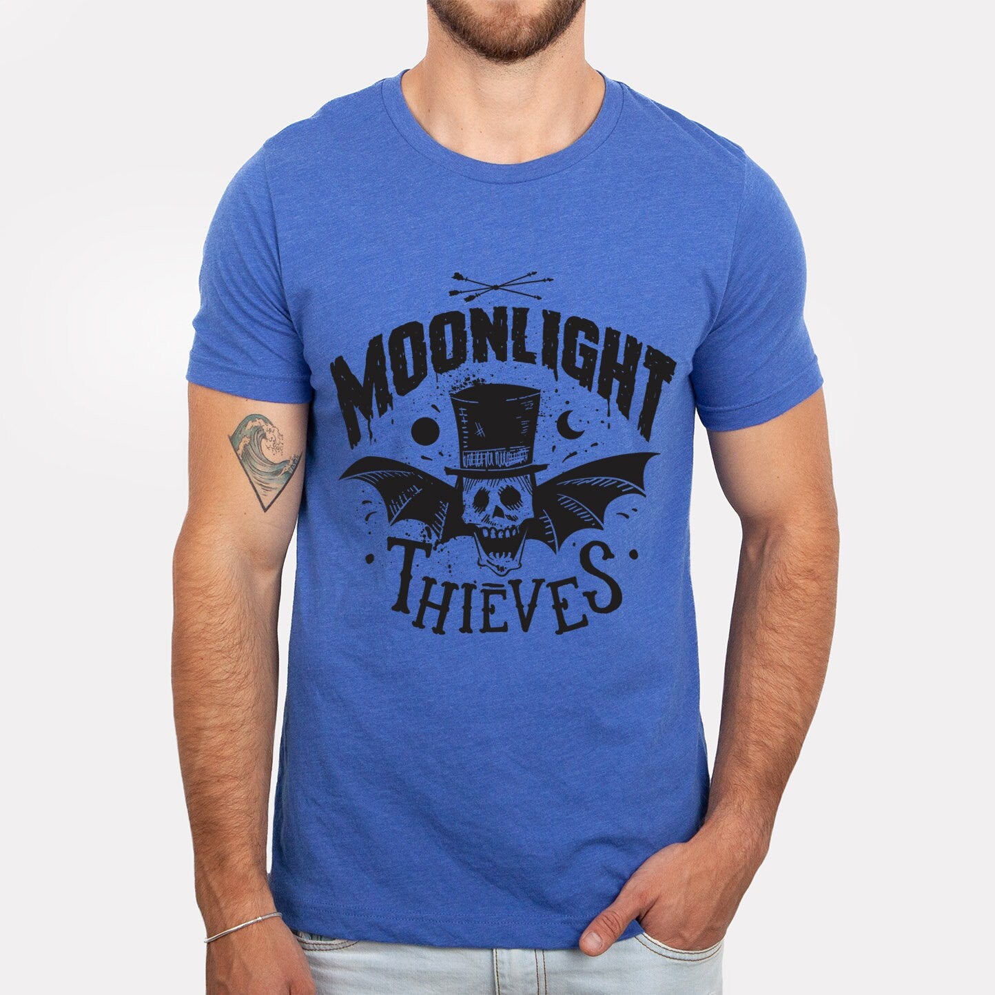 Moonlight Thieves T-shirt, Horror Shirt, Skeleton T-shirt, Bat Shirt,  T-shirt, Shirt with Bat and Wings, Celestial Moon Shirt