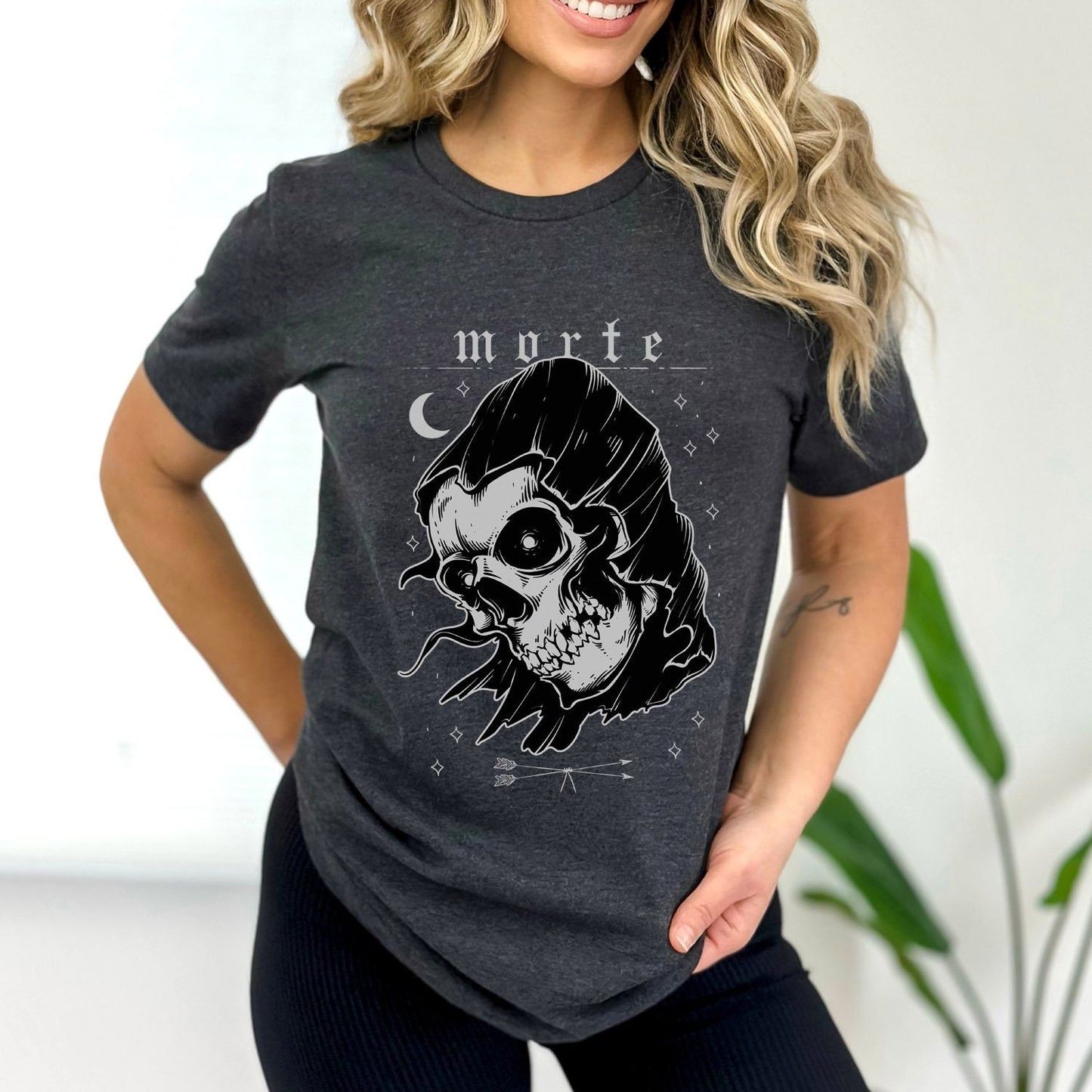 Morte Dead T-shirt, Horror Shirt, Skeleton T-shirt, Skeleton Head Shirt, T-shirt, Shirt with Skull, Celestial Moon Shirt