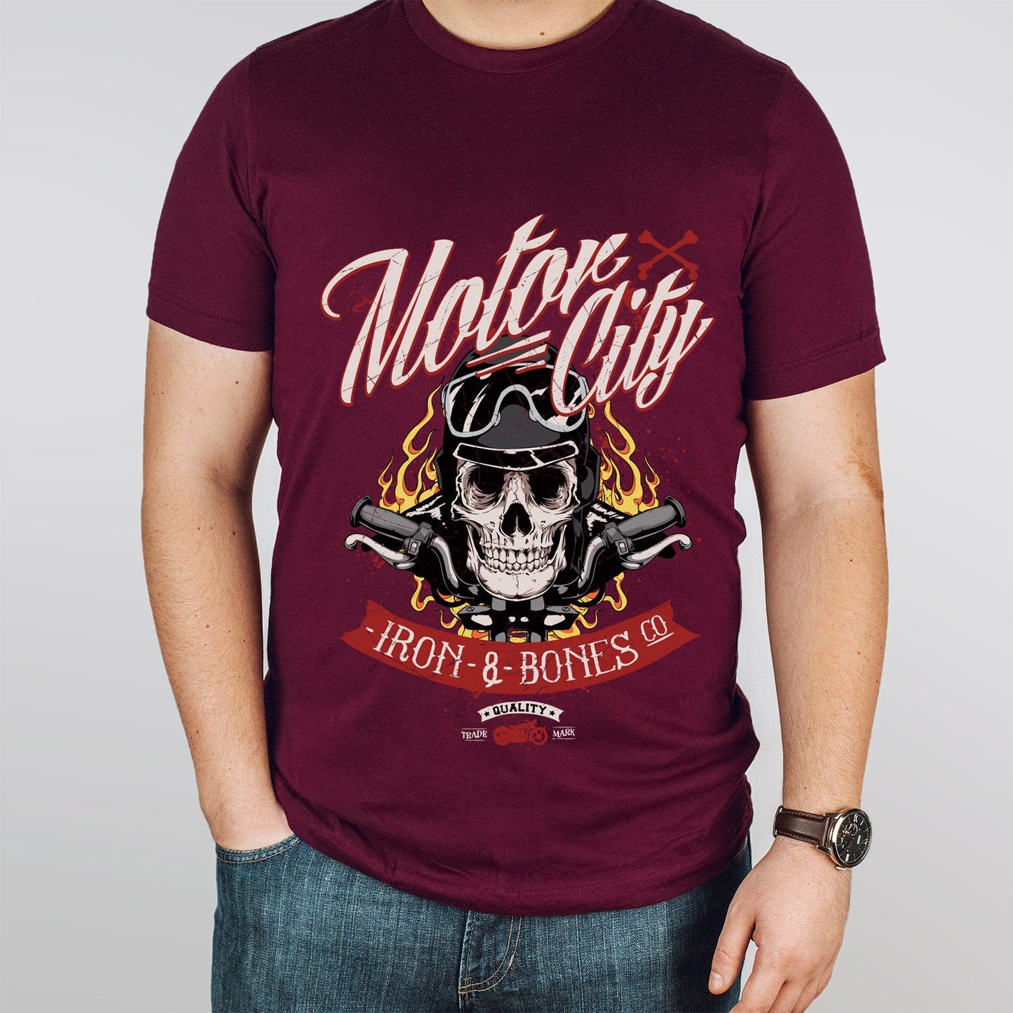 Motor CityT-shirt, Skull T-Shirt, Motorcycle T-Shirt, Bikers T-shirt, Riders T-Shirt, Skull and Fire, Motorcycle Gifts, Gift for Him