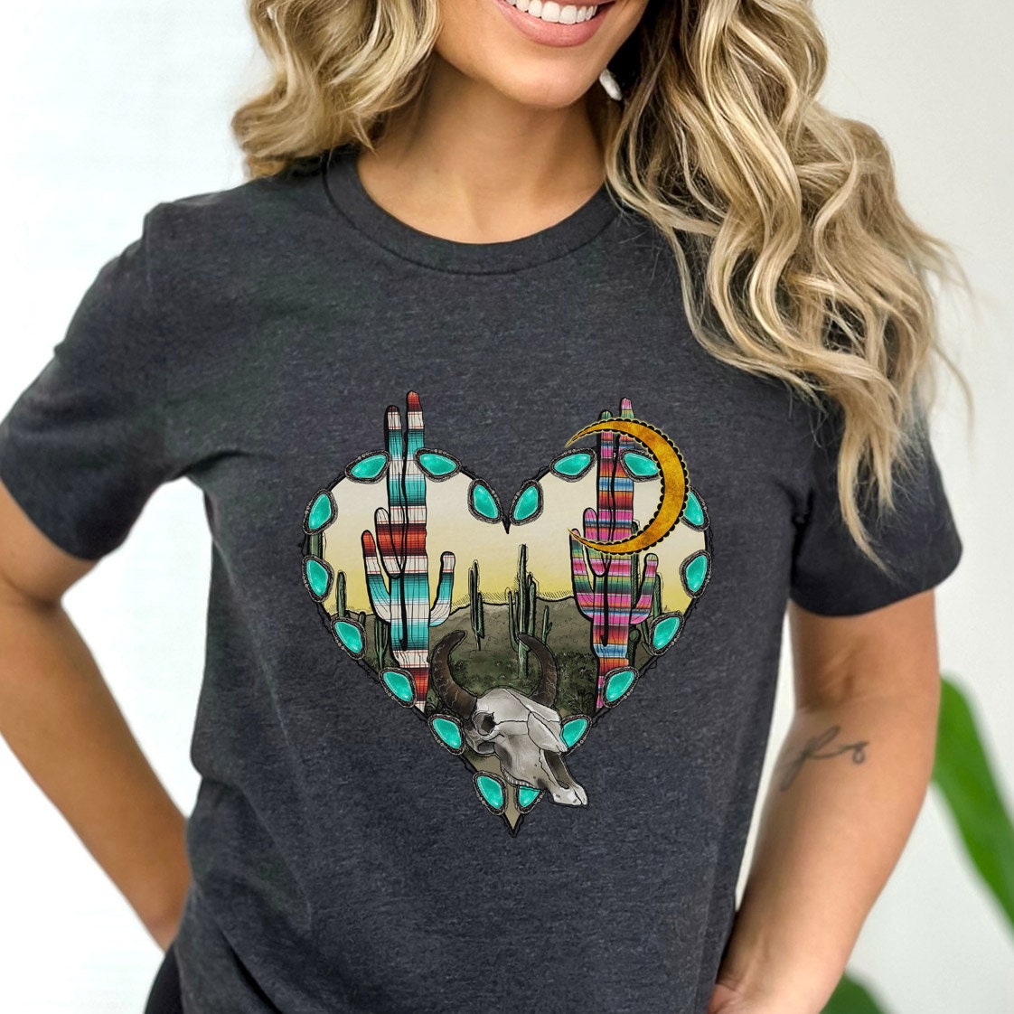 T-shirt Love Desert, chemise coeur, chemise western, chemise sudiste, chemise cowgirl, chemise cowboy, chemise country, chemise rodéo, style texan