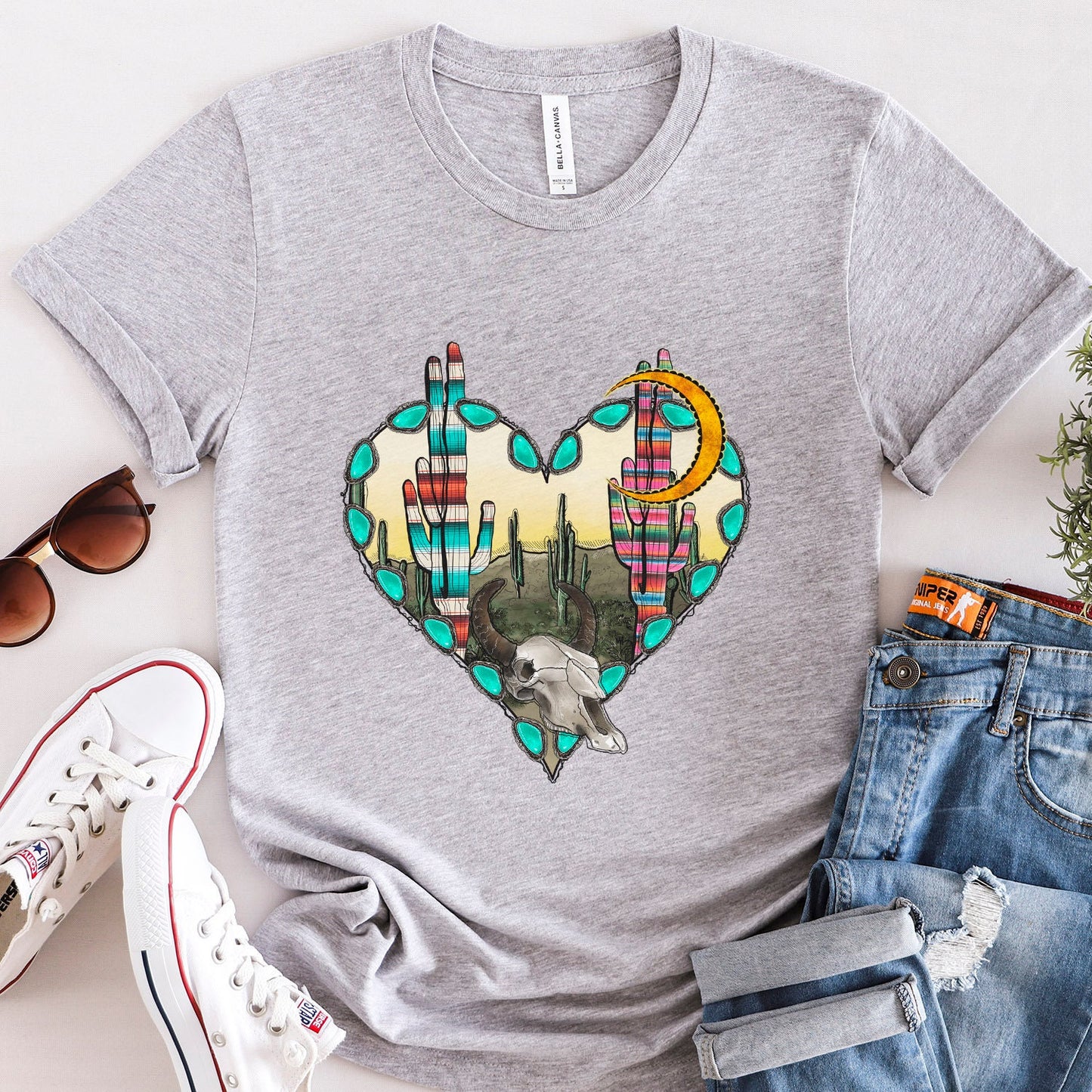 T-shirt Love Desert, chemise coeur, chemise western, chemise sudiste, chemise cowgirl, chemise cowboy, chemise country, chemise rodéo, style texan