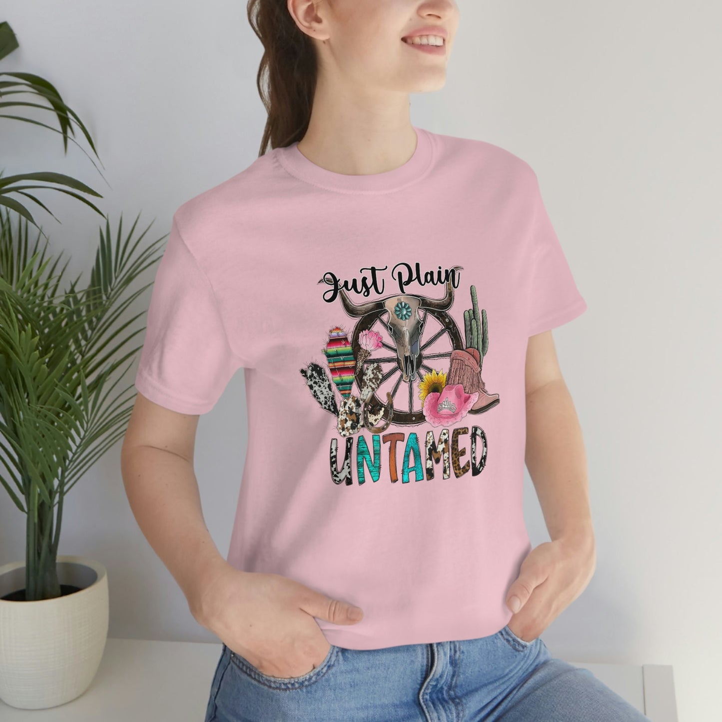 T-shirt Just Plain Untamed, chemise de style occidental, chemise du Sud, chemise de rodéo, chemise de cow-girl, chemise de cow-boy, chemise de campagne