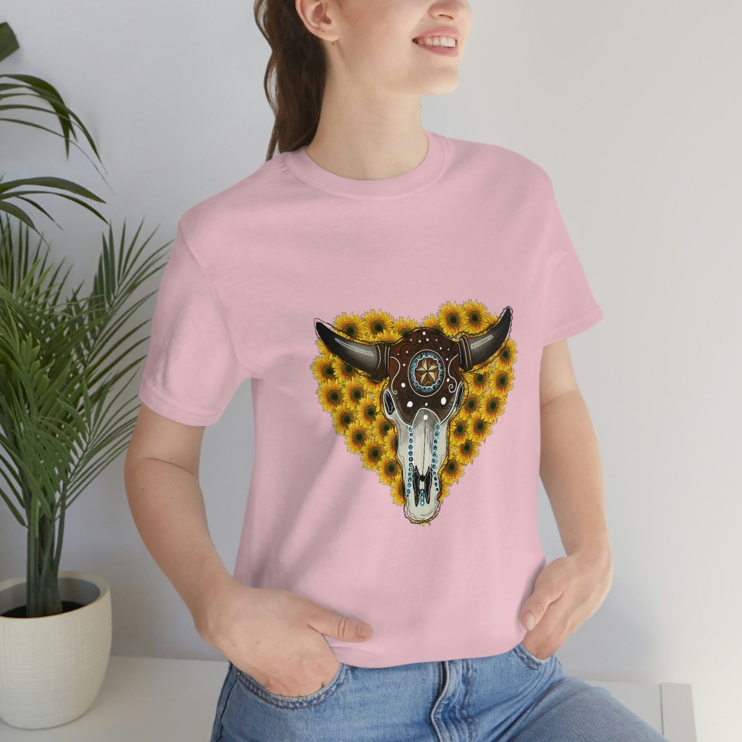 Bullhead T-shirt, Sunflower Boho T-Shirt, Western Style Shirt, Southern Shirt, Rodeo Shirt, Cowgirl Shirt, Cowboy Shirt, Country Shirt