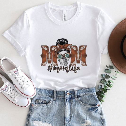 T-shirt Mom Life, T-shirt tête de mort, T-shirt bohème, T-shirt drôle, T-shirt humoristique, T-shirt cadeau, Cadeau pour maman, T-shirt humoristique pour la fête des mères