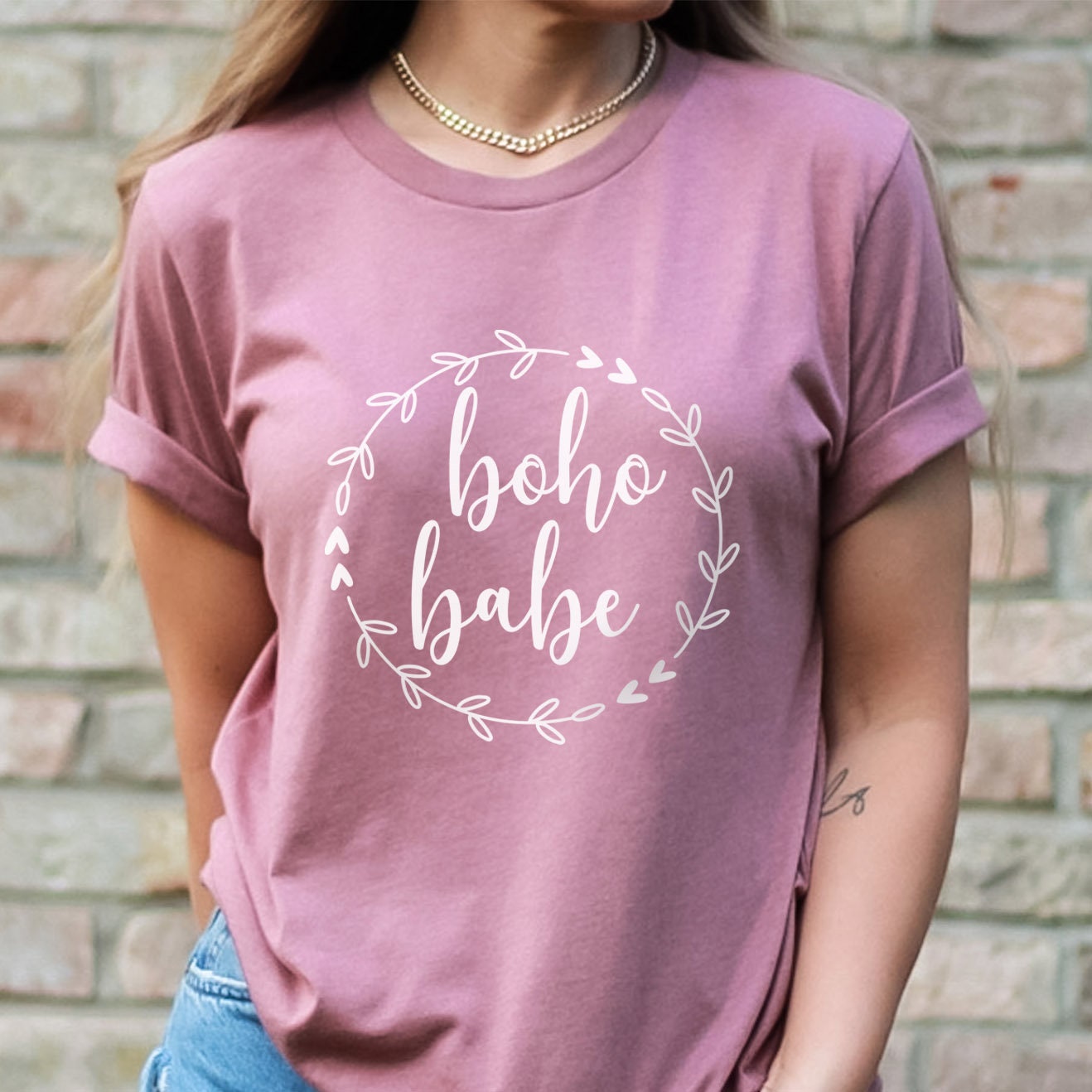 T-shirt Boho Babe Wreath, chemise Boho, chemise bohème, t-shirt à fleurs, t-shirt hippie, chemise Stay Wild, t-shirt pour femme, chemise pour elle