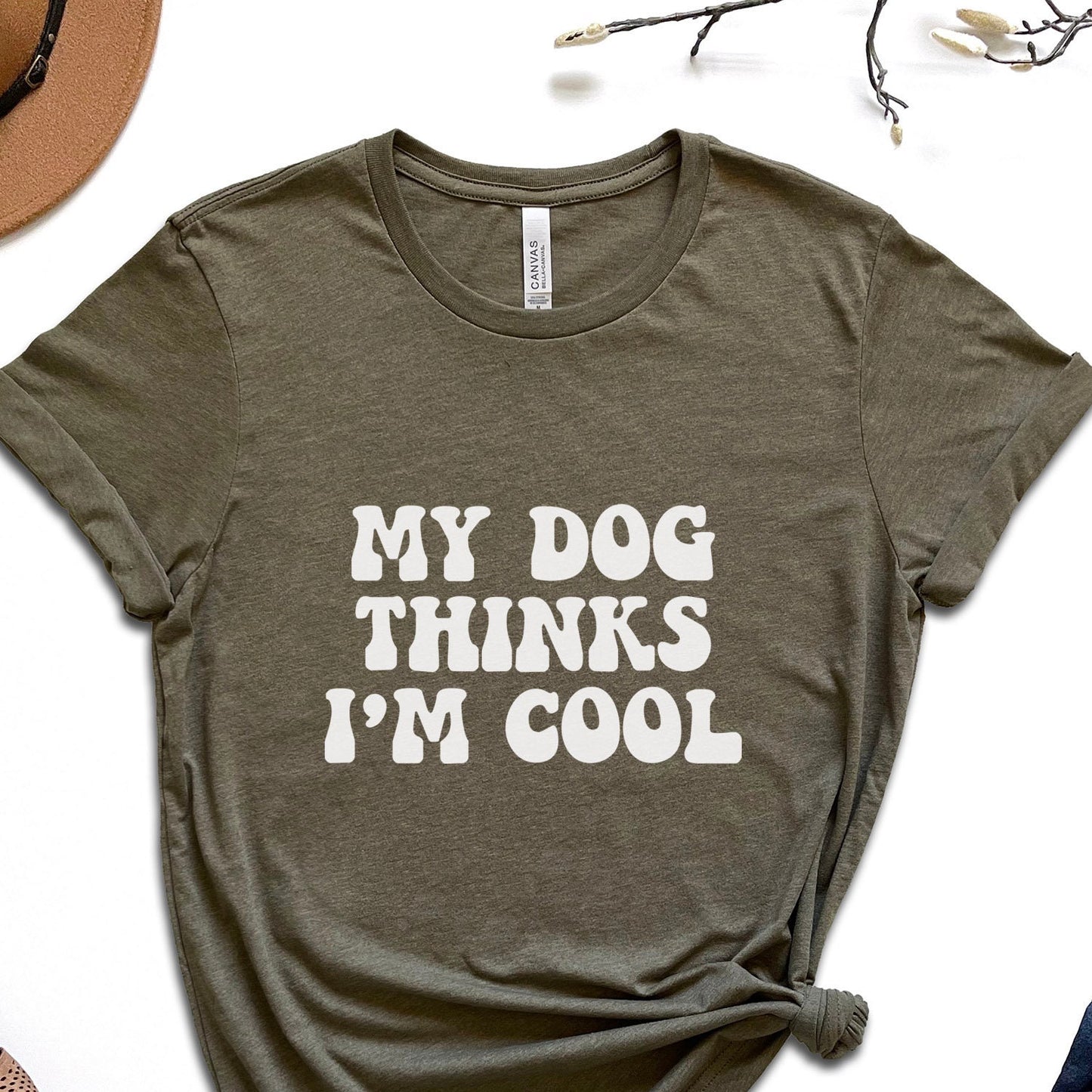 Mon chien pense que je suis cool - T-shirt, T-shirt avec dictons, T-shirt avec citation pour chien, T-shirt pour maman de chien, T-shirt pour papa de chien, T-shirt pour propriétaire de chien, T-shirt pour amoureux des animaux