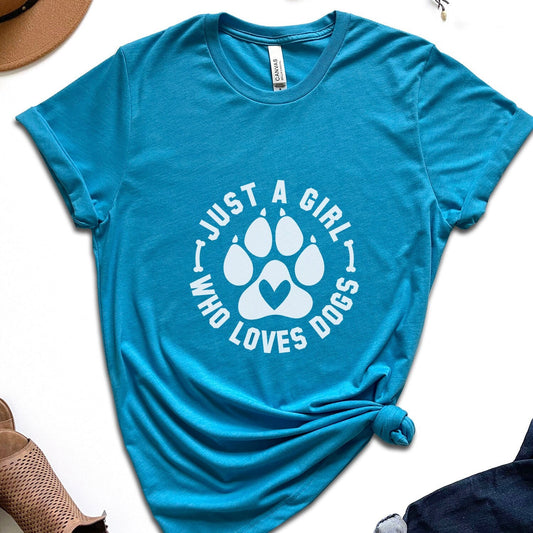 T-shirt « Juste une fille qui aime les chiens », T-shirt pour amoureux des chiens, T-shirt pour propriétaire de chien, T-shirt avec citation de chien, T-shirt drôle avec citation de chien, T-shirt pour amoureux des animaux