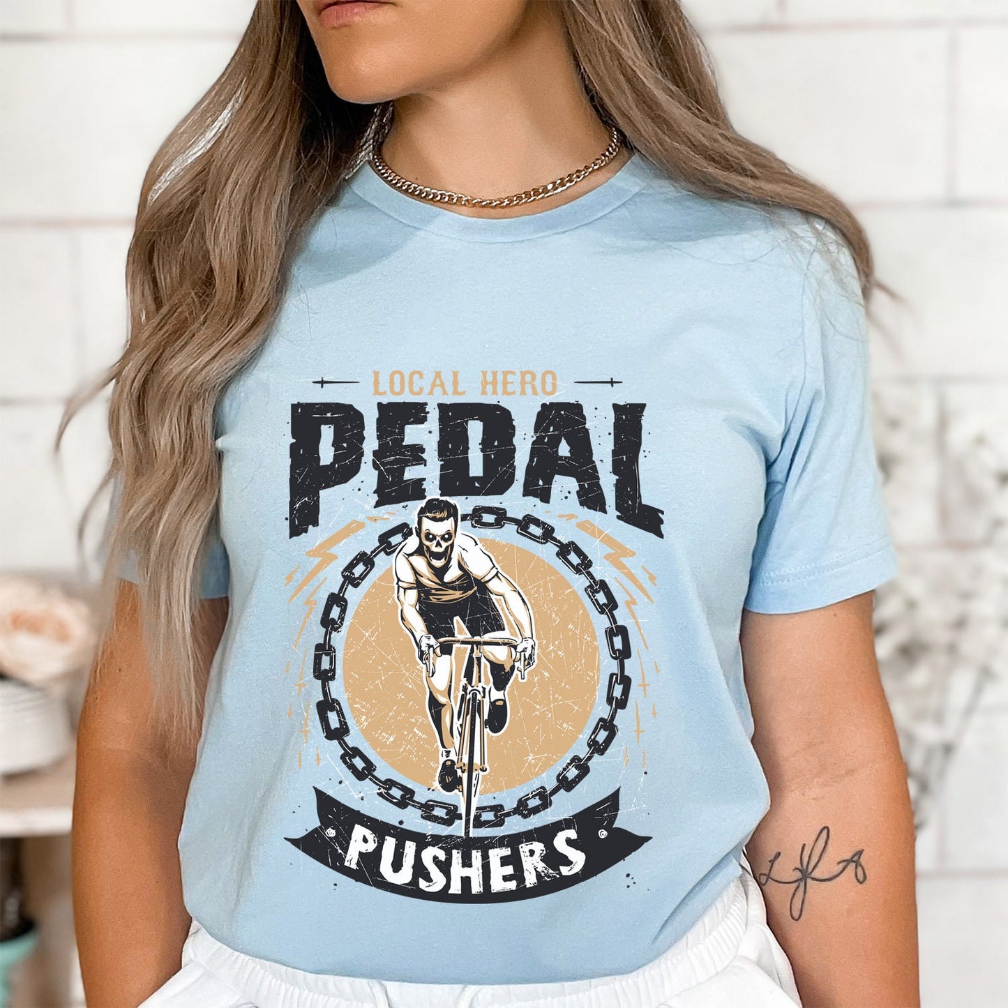 T-shirt motard, T-shirt pour motards, T-shirt cadeau motards, T-shirt amoureux du vélo, T-shirt squelette motard, T-shirt pédalier, cadeau pour lui