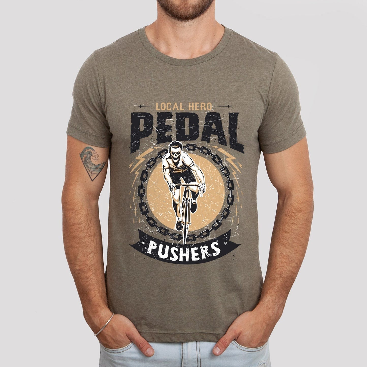 T-shirt motard, T-shirt pour motards, T-shirt cadeau motards, T-shirt amoureux du vélo, T-shirt squelette motard, T-shirt pédalier, cadeau pour lui