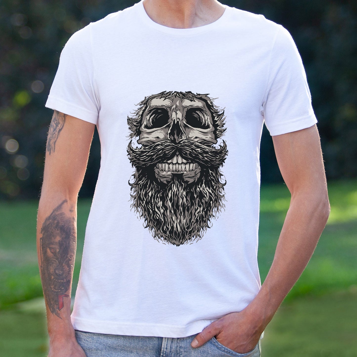 Skull and Beard T-shirt, Skull T-shirt, Skeleton Face Shirt, Beard LoversT-Shirt, Skull with Beard Shirt,  Hair T-Shirt, Gifts For Him