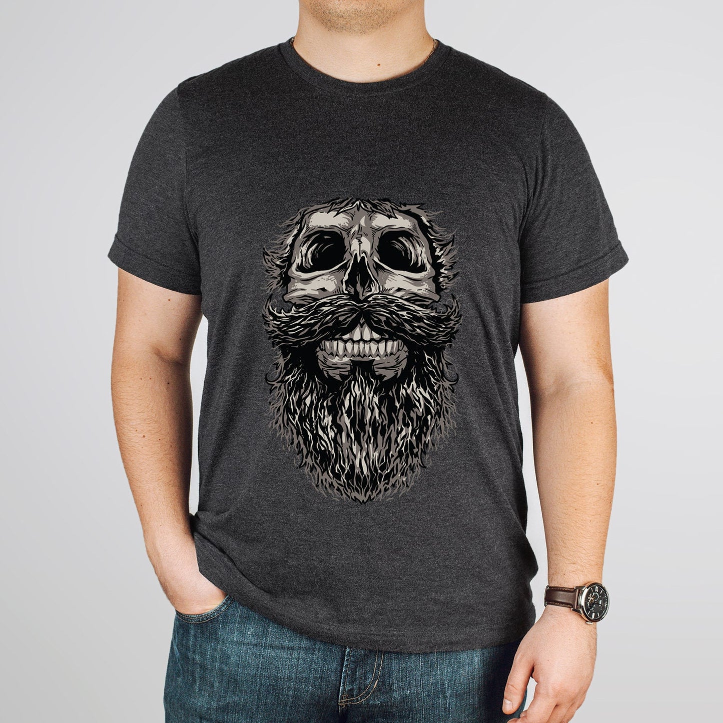 Skull and Beard T-shirt, Skull T-shirt, Skeleton Face Shirt, Beard LoversT-Shirt, Skull with Beard Shirt,  Hair T-Shirt, Gifts For Him