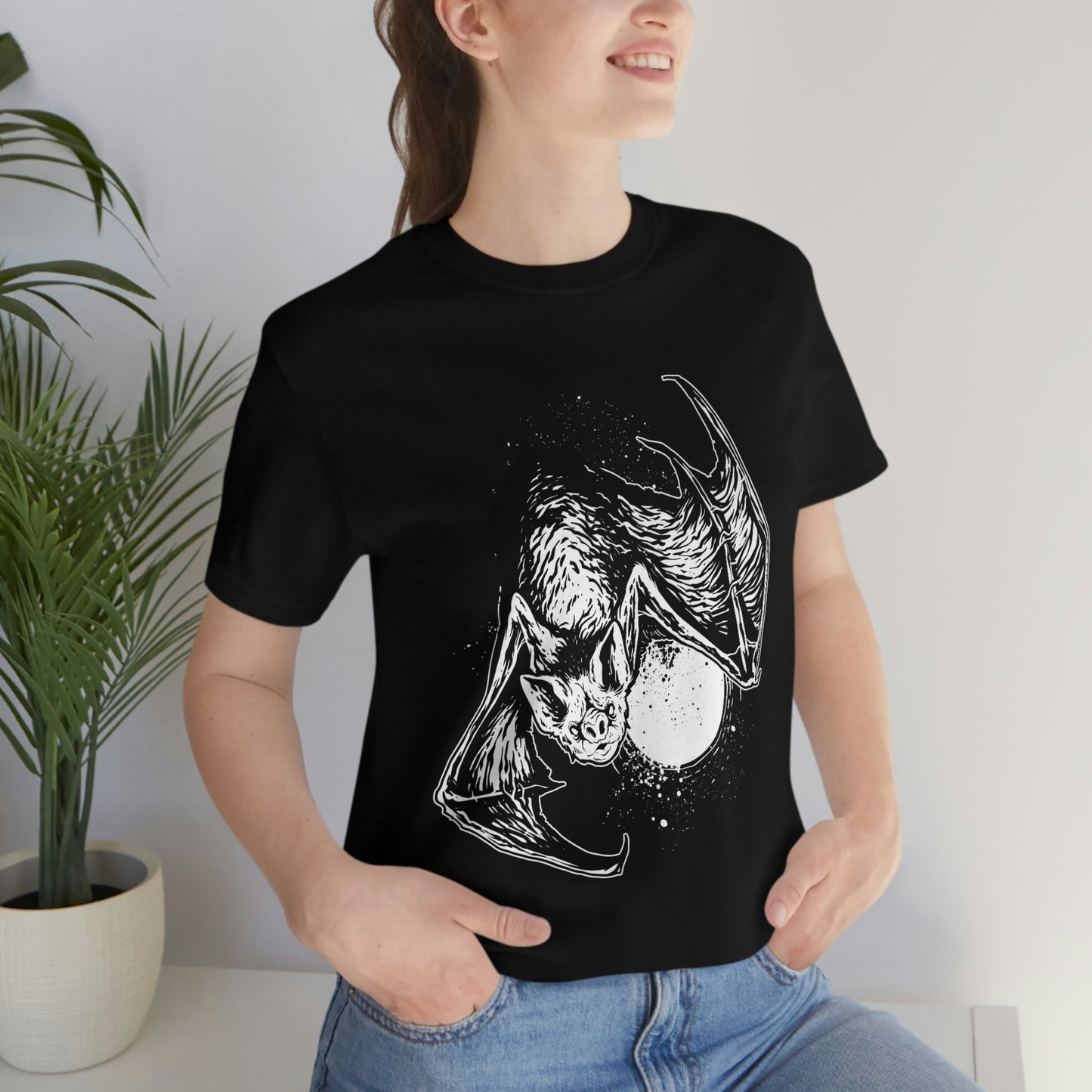 The Bat T-shirt, Black T-shirt, Bat Shirt, Animals Shirt, Scary Bat and Moon Shirt, Horror T-Shirt, Gift for Him, Gift for Her