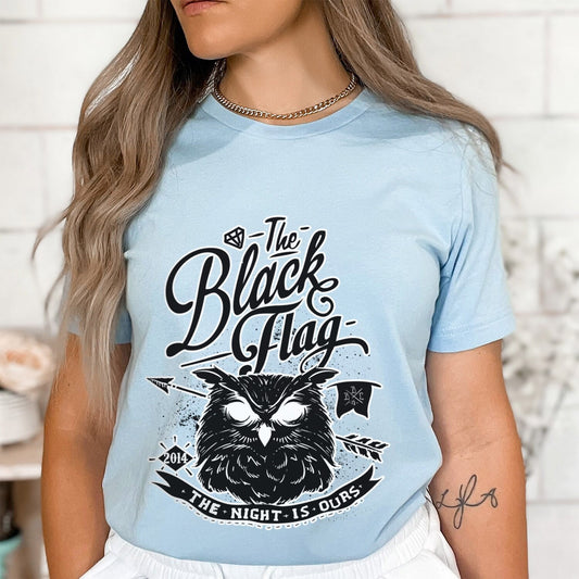 T-shirt hibou, T-shirt nuit, T-shirt hibou drapeau noir, T-shirt hibou effrayant, T-shirt la nuit est à nous, T-shirt hibou et nuit, T-shirt animal