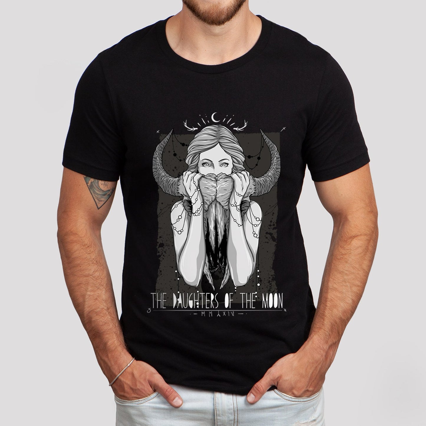 The Daughters of the Moon T-shirt, Gothic T-Shirt, Fantasy t-shirt, Moon-lit scene, Cosmic Horror, Celestial Moon Shirt, Spiritual T-Shirt