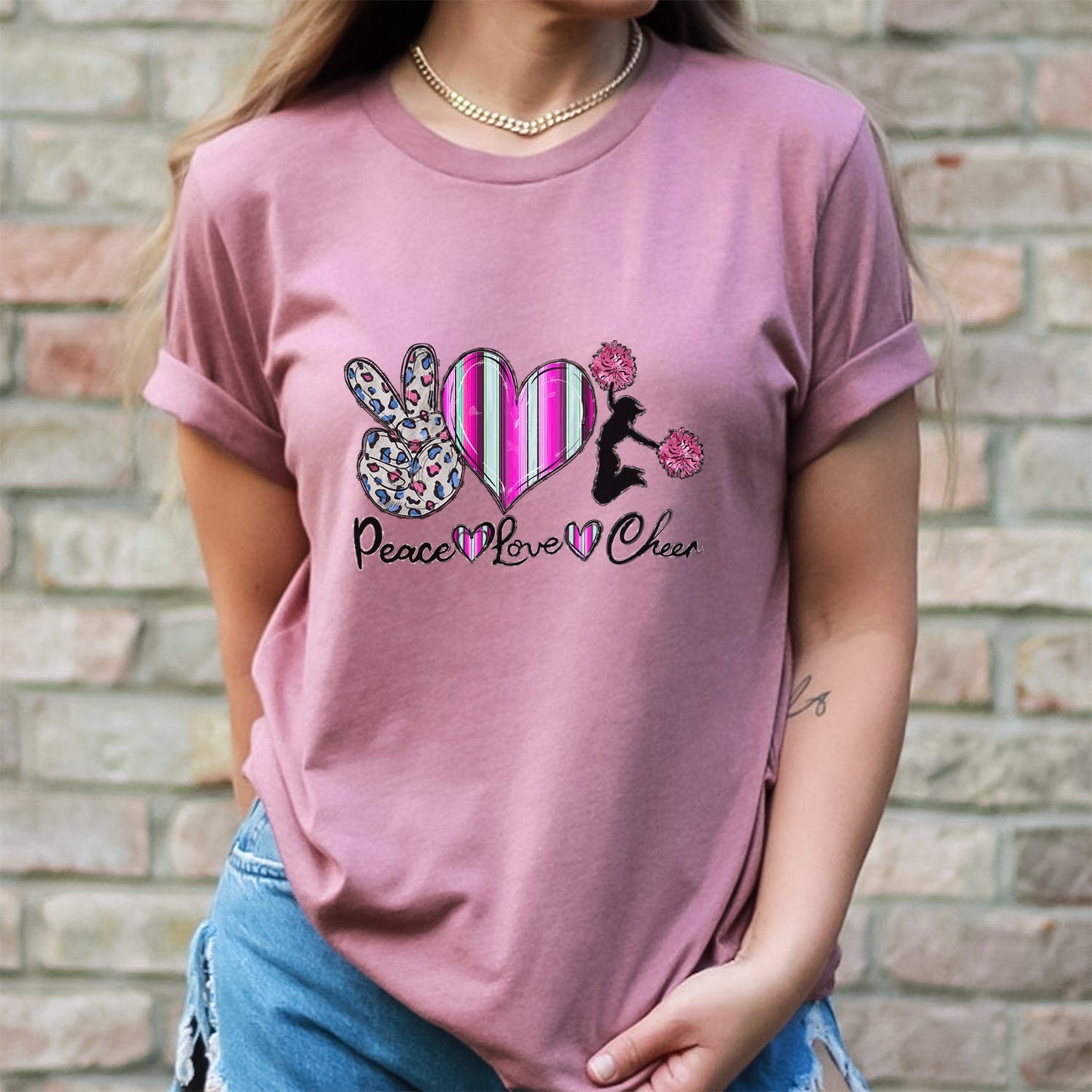 Peace Love Cheer Shirt, Cheerleader T-Shirt, Cheer Shirt, Cheer Spirit Wear, Competiton Shirt, Gift Shirt for Her