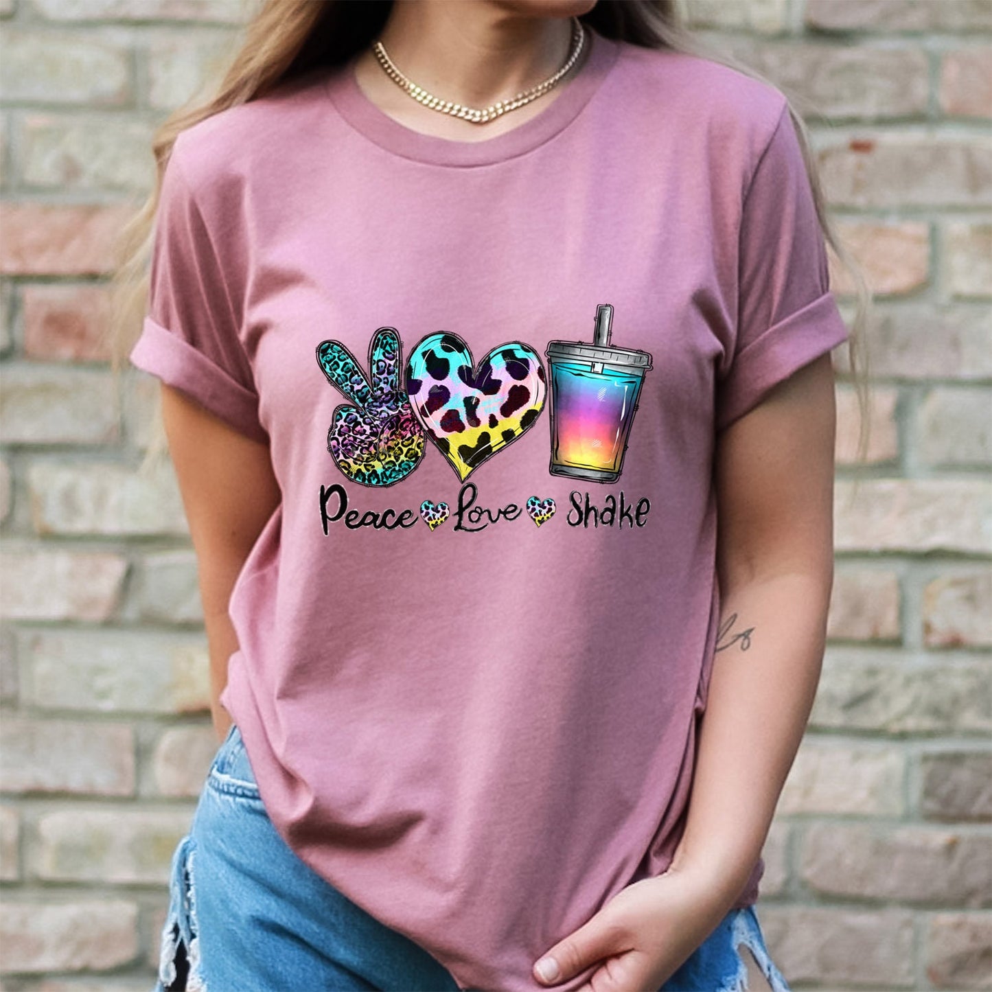 Peace Love Shake Shirt, Shake Lover T-Shirt, Drink Lover Shirt, Gift Shirt for Her, Like Heart Shake