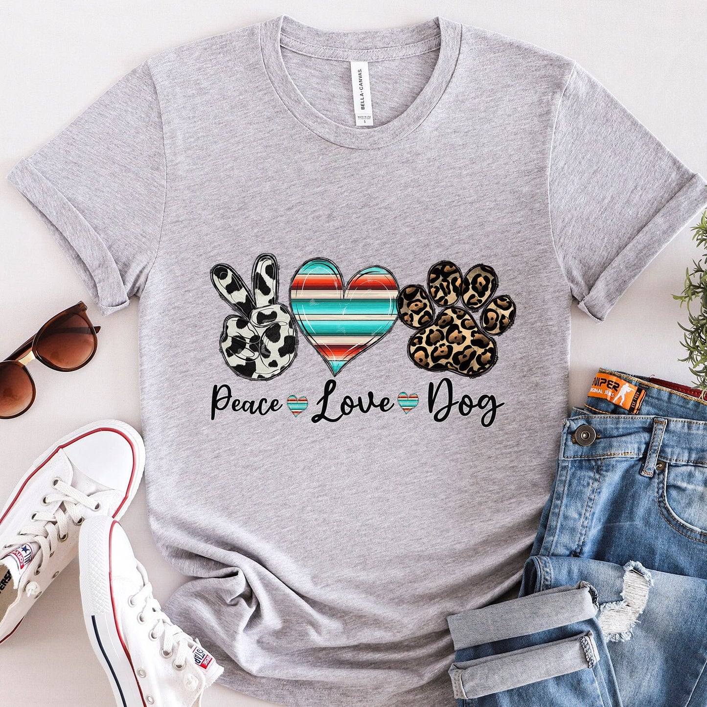 Peace Love Dog Shirt, Dog Lover T-Shirt, Gift Shirt for Her, Loving Dogs T-shirt, Dog Quote Shirt, Dog Owner T Shirt, Pet Lover Shirt