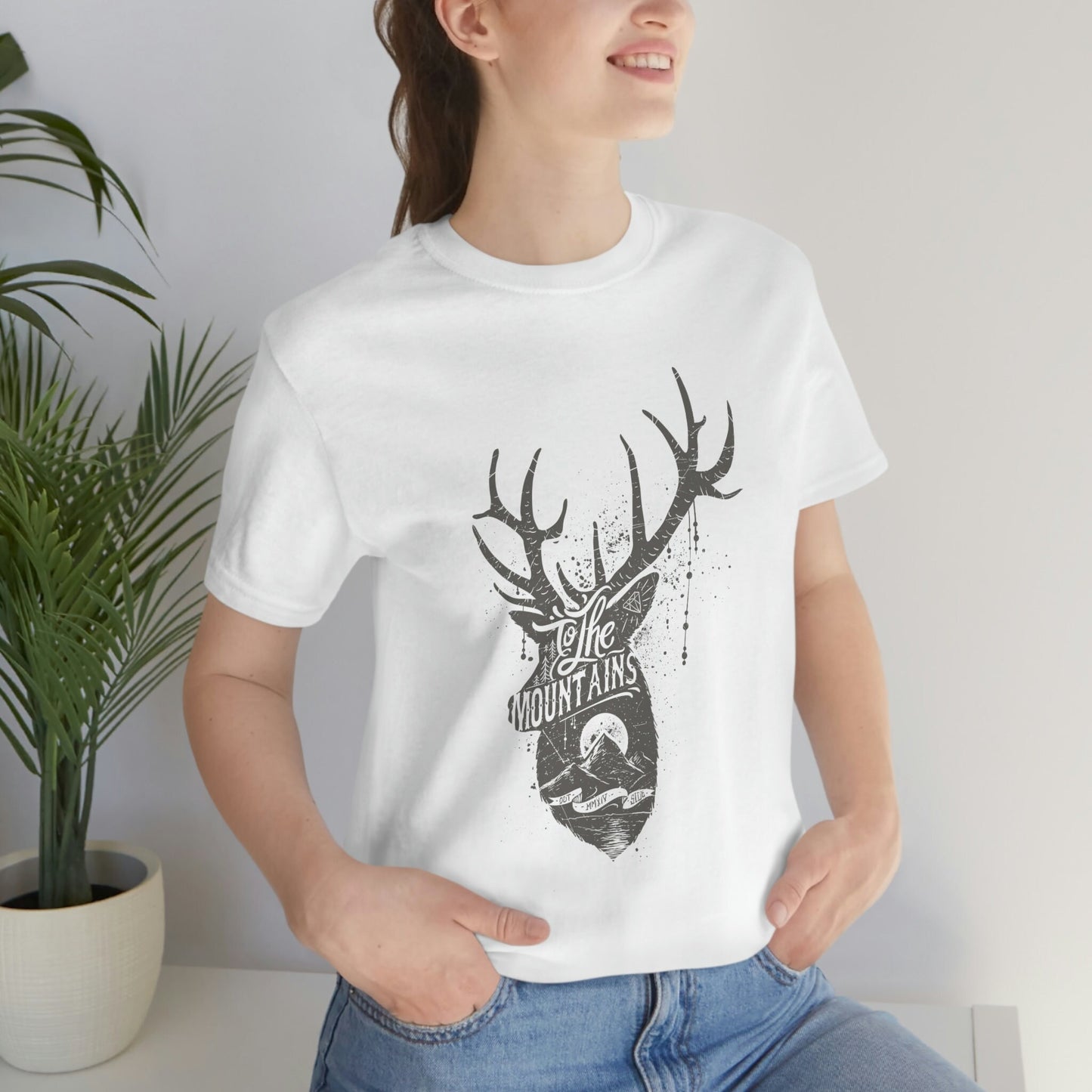 T-shirt Vers les montagnes, T-shirt Cerf, T-shirt Sauvage, T-shirt Camping, T-shirt Aventure, T-shirt Plein Air, T-shirt Nature, T-shirt Voyage