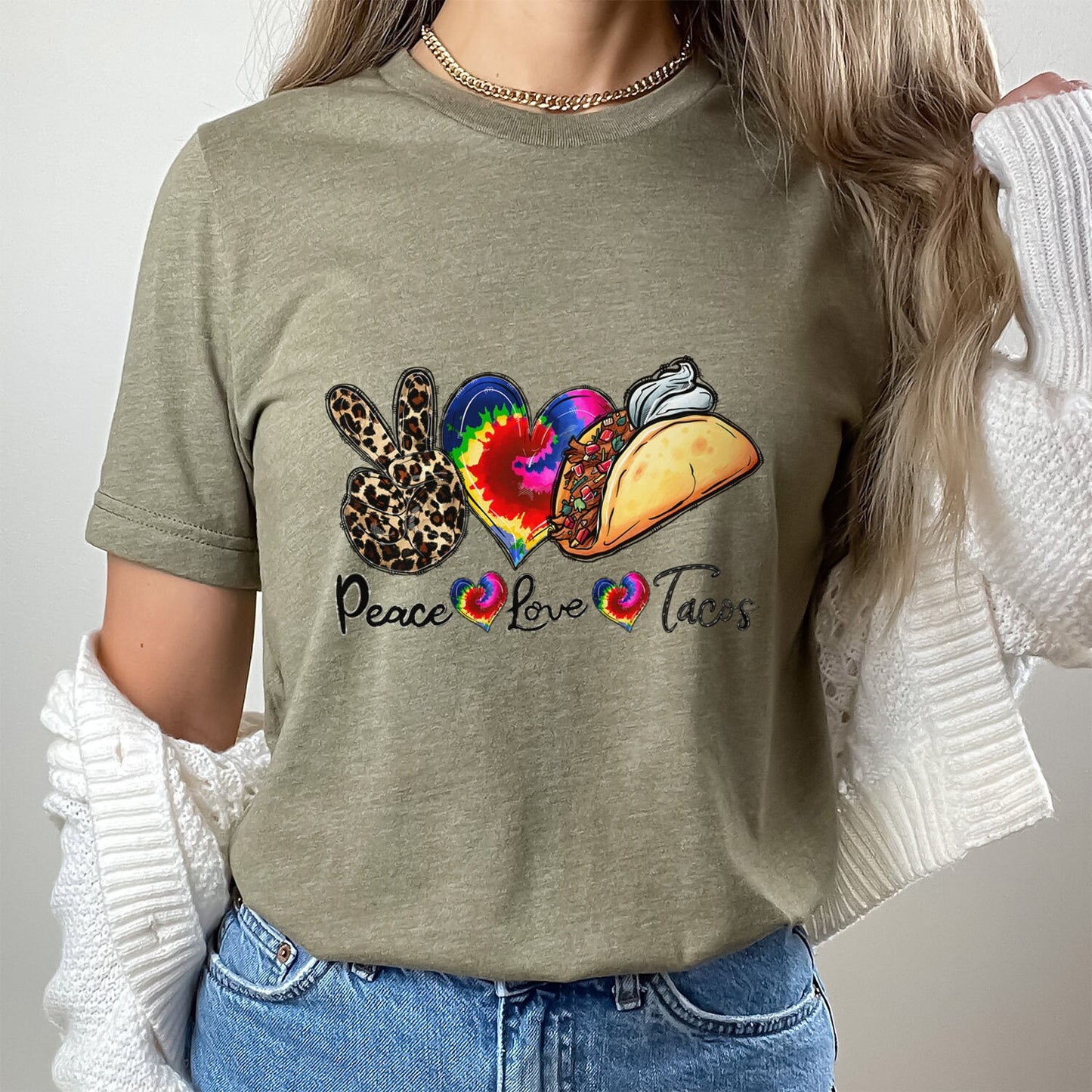 Peace Love Tacos Shirt, Tacos Lover T-Shirt, Food Lover Shirt, Gift Shirt for Her, Mexican Food Shirt, Inspirational T-shirt