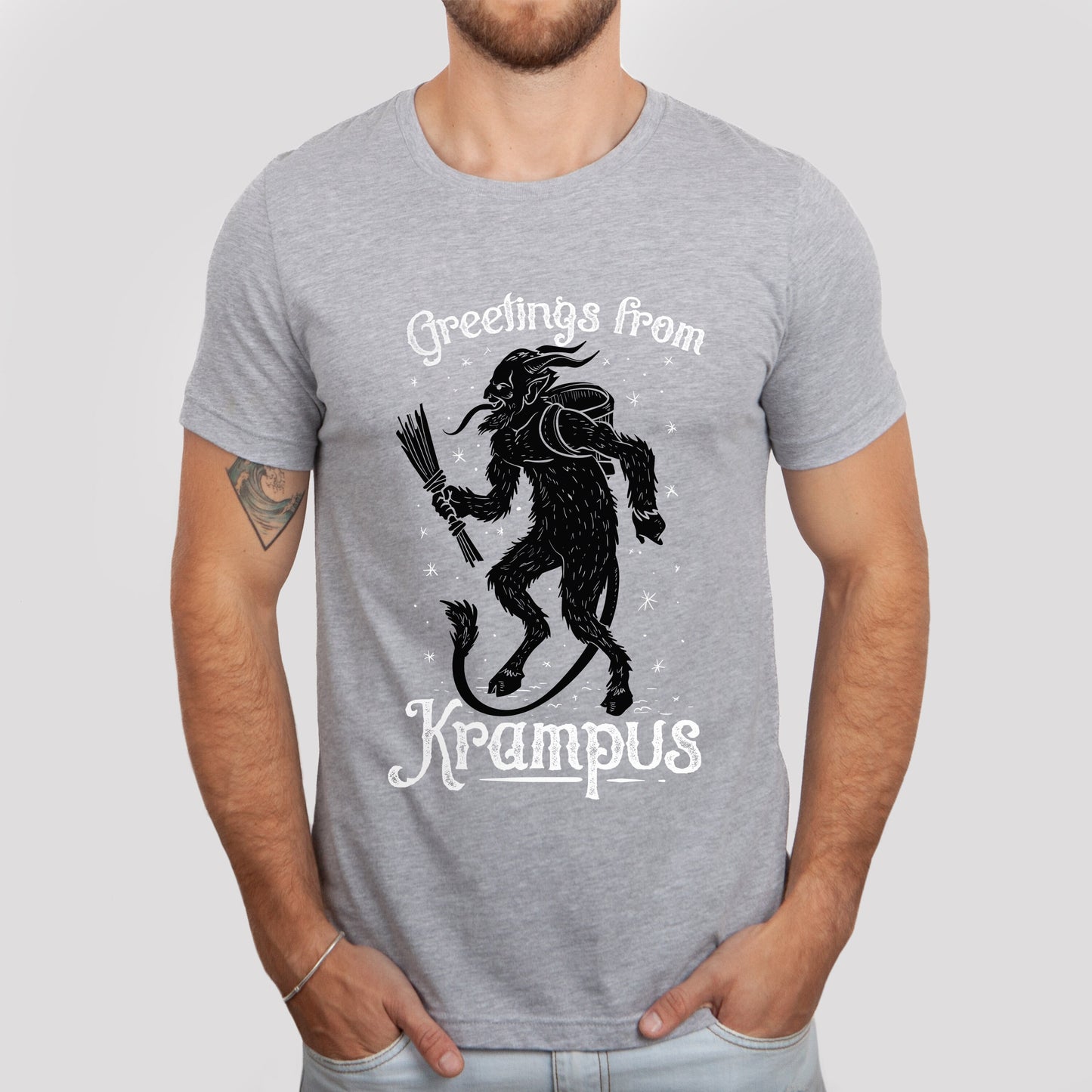 T-shirt Krampus, T-shirt d'horreur, T-shirt démon, T-shirt squelette, T-shirt cadeau pour les amateurs de heavy metal, T-shirt gothique, vêtements de sorcière