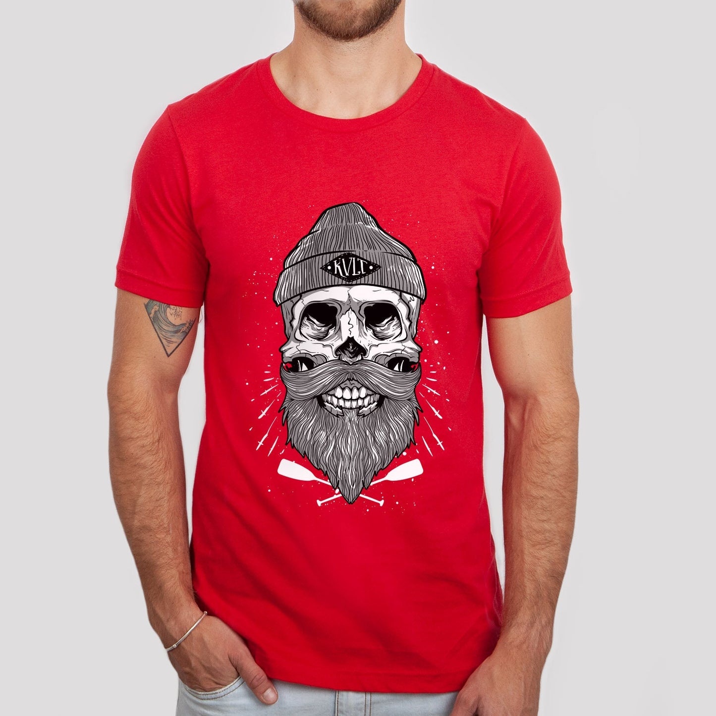 Kult T-shirt, Skull T-shirt, Skeleton Face Shirt, Motorcycle T-Shirt, Skull with Beard Shirt, Motorcycle Shirt, Rockers T-shirt